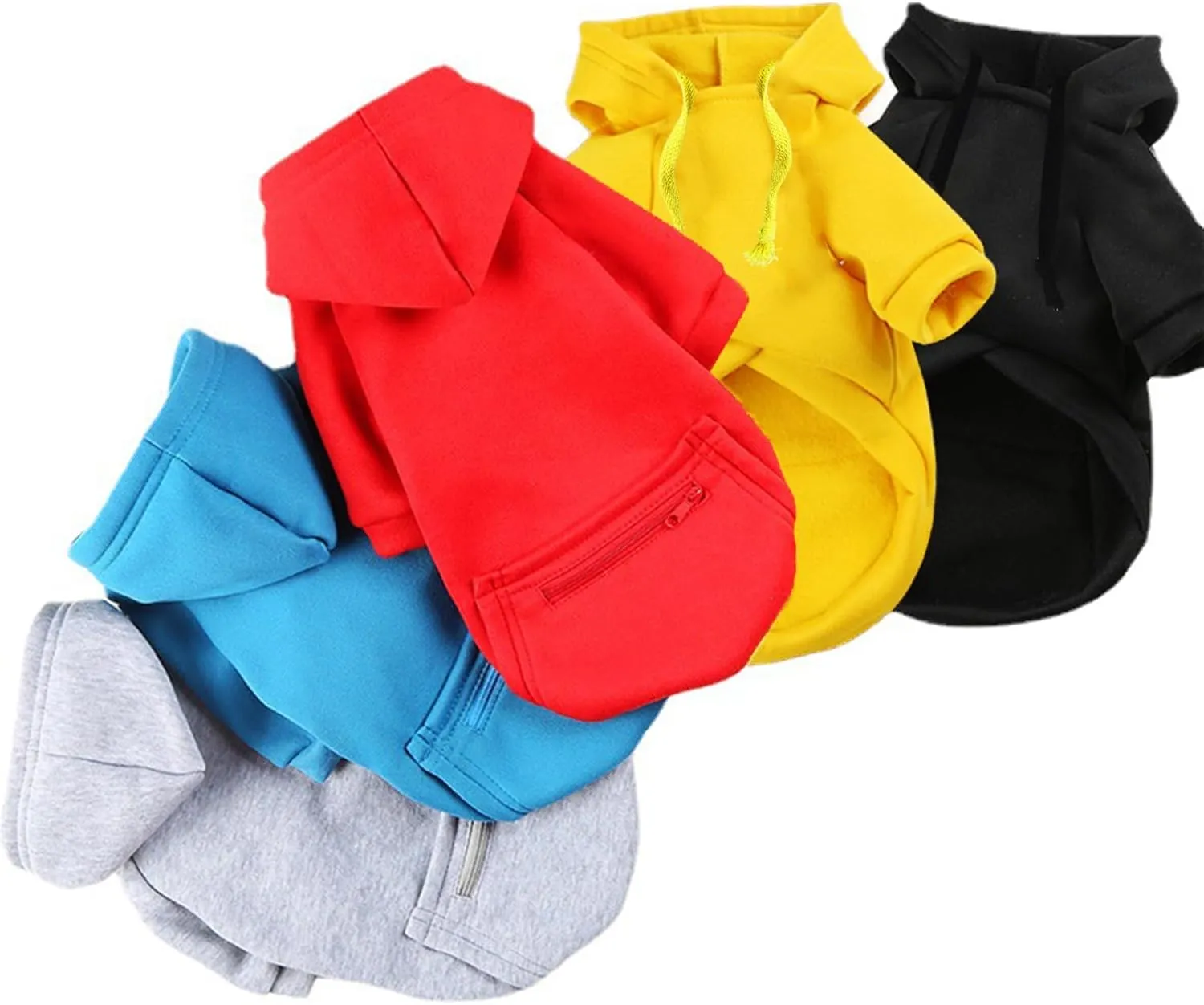 Jecikelon Winter Dog Hoodie Sweatshirts with Pockets Warm Clothes for Small Dogs Chihuahua Coat Puppy Custume Clothing (X-Small, Y02-Yellow)