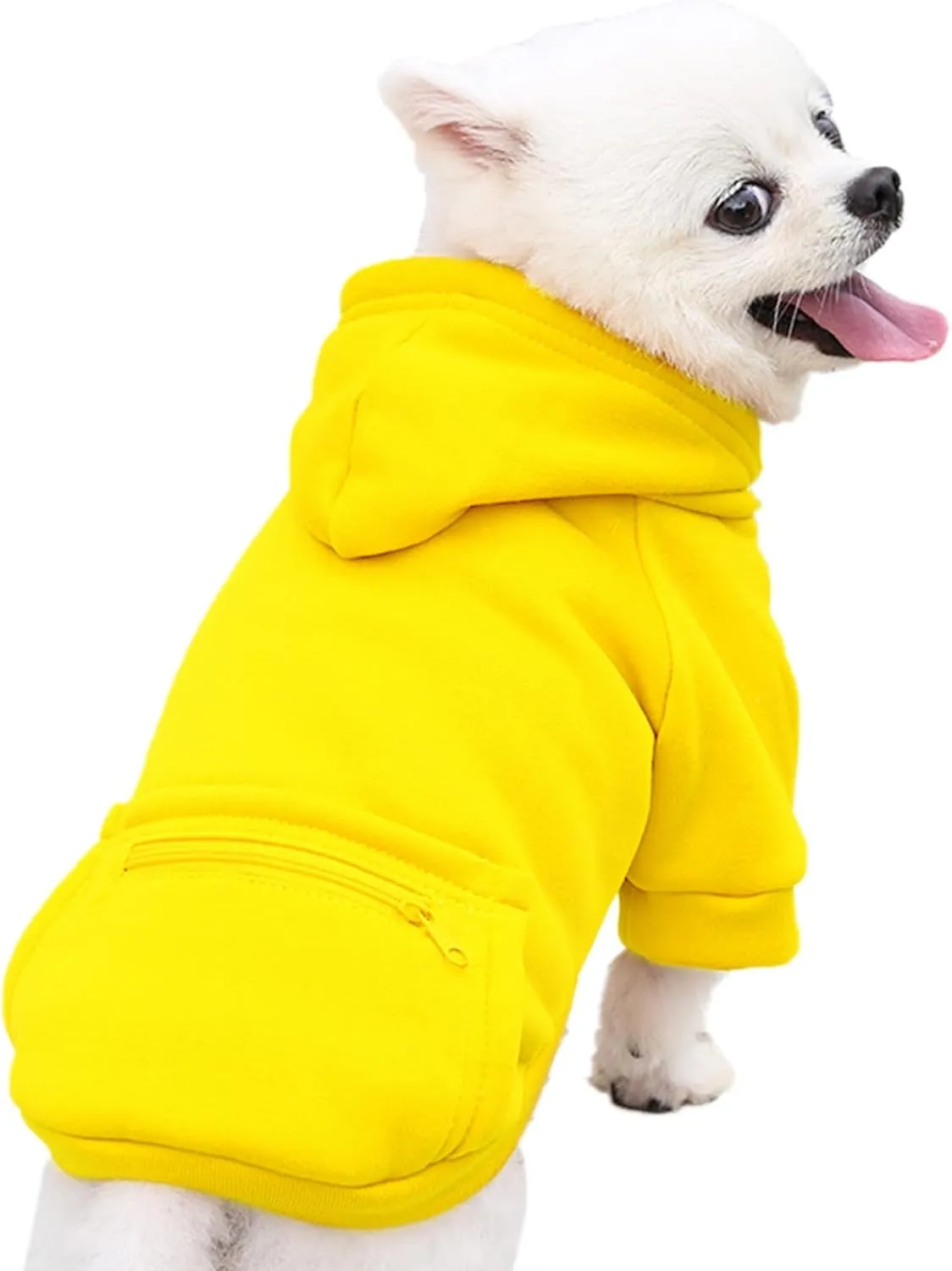 Jecikelon Winter Dog Hoodie Sweatshirts with Pockets Warm Clothes for Small Dogs Chihuahua Coat Puppy Custume Clothing (X-Small, Y02-Yellow)
