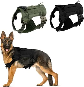K9 Tactical Dog Harness - 5-Point Adjustable with Heavy-Duty Handle, No-Pull Vest for Large Dogs - Patch-Ready, Military Style - Ideal for Training, Hunting, and Walking (Black, Medium)