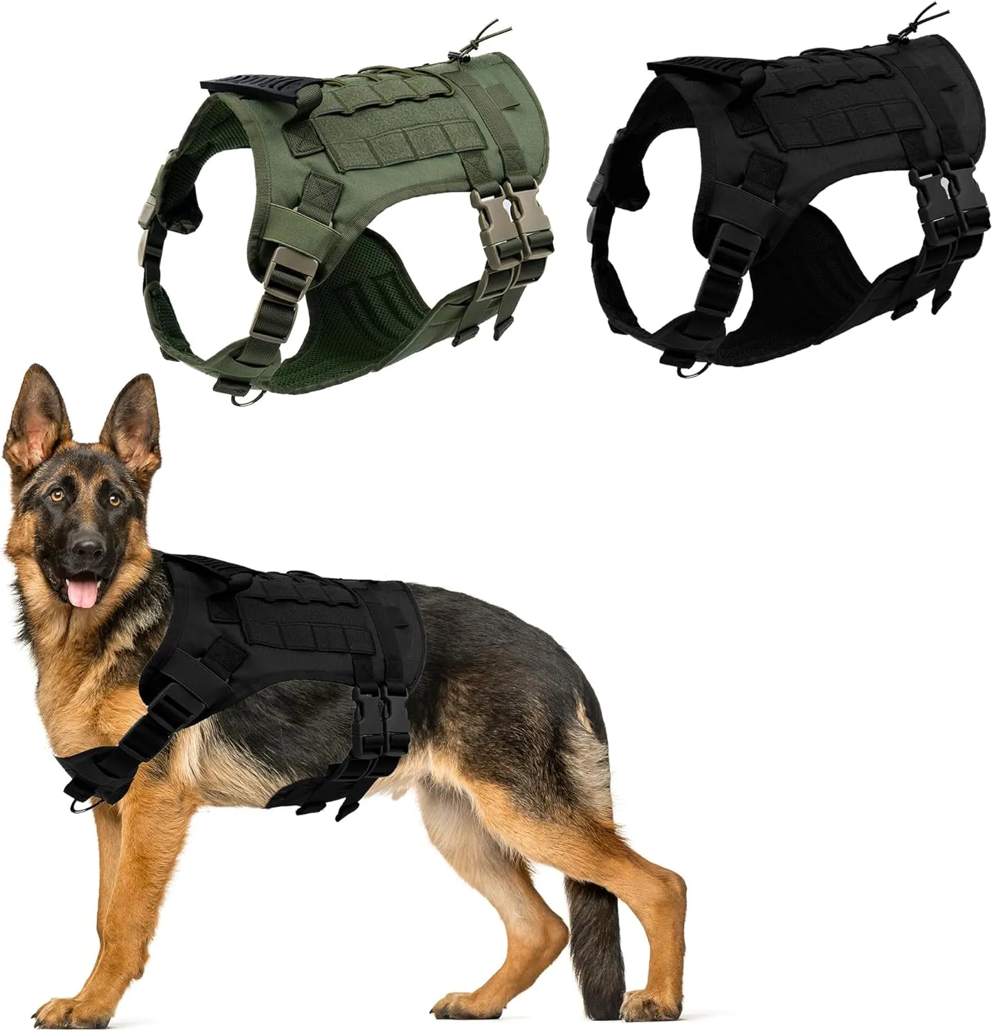 K9 Tactical Dog Harness - 5-Point Adjustable with Heavy-Duty Handle, No-Pull Vest for Large Dogs - Patch-Ready, Military Style - Ideal for Training, Hunting, and Walking (Black, Medium)