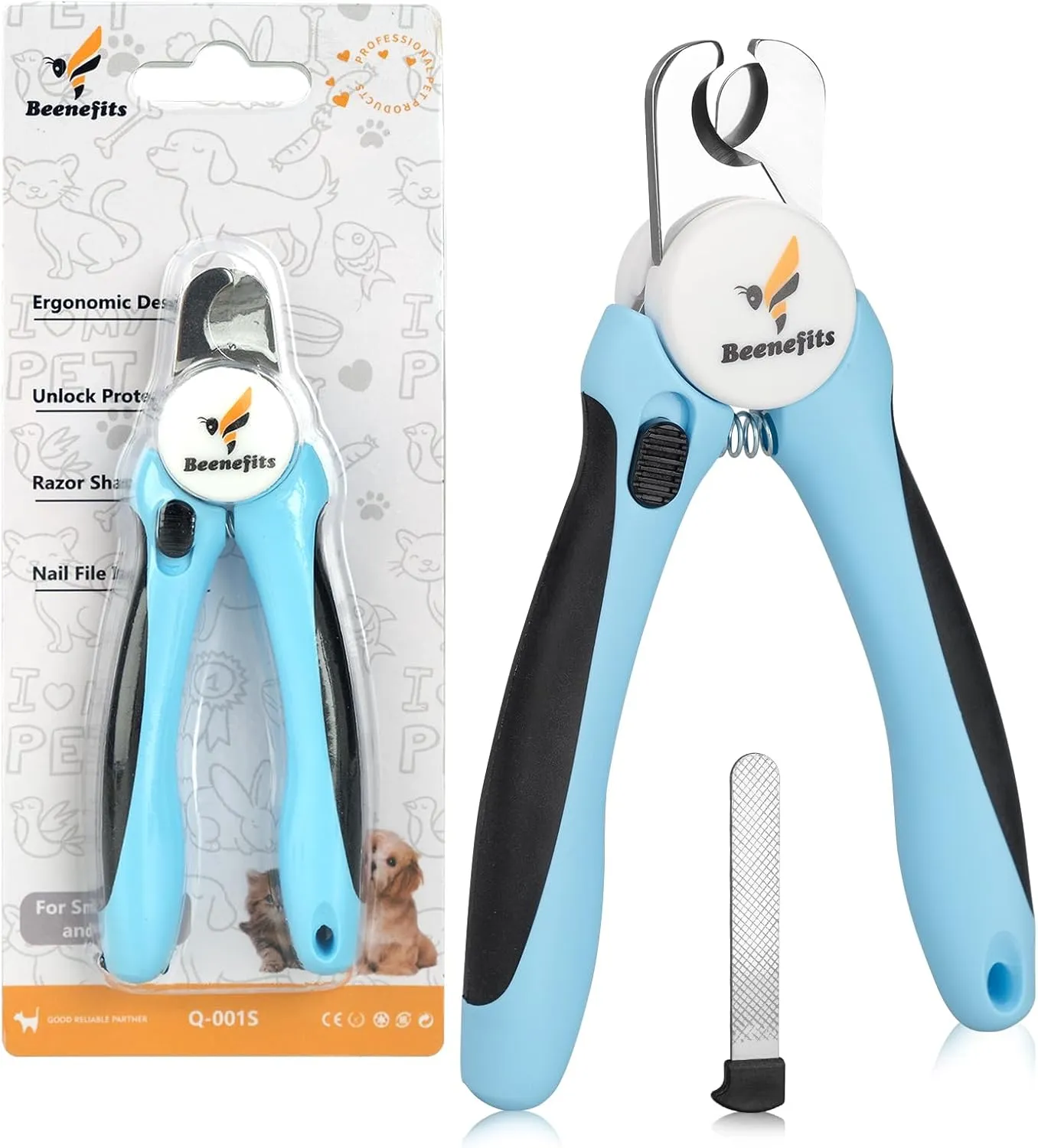 Large Dog Nail clippers with Sharp Stainless Steel Blade for Smooth Cutting, Ergonomic TPE Handle Special Baffle to Avoid Flying Nail Fragments, Hidden Nail File (Large/Medium)