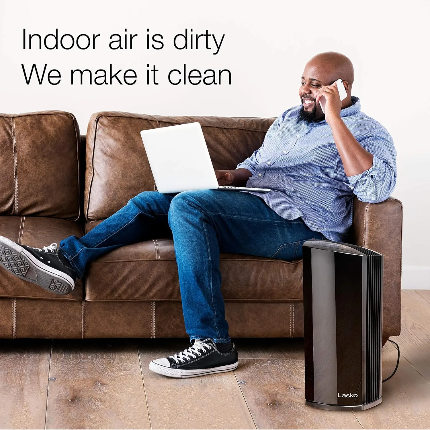 Lasko LP450 Premium HEPA Tower Air Purifier for Home with DreamMode and Timer  True HEPA Filtration Removes 99.97% of Smoke, VOCs, Odors, Pet Dander, Virus Sized Particles, Pollen, Dust and Mold