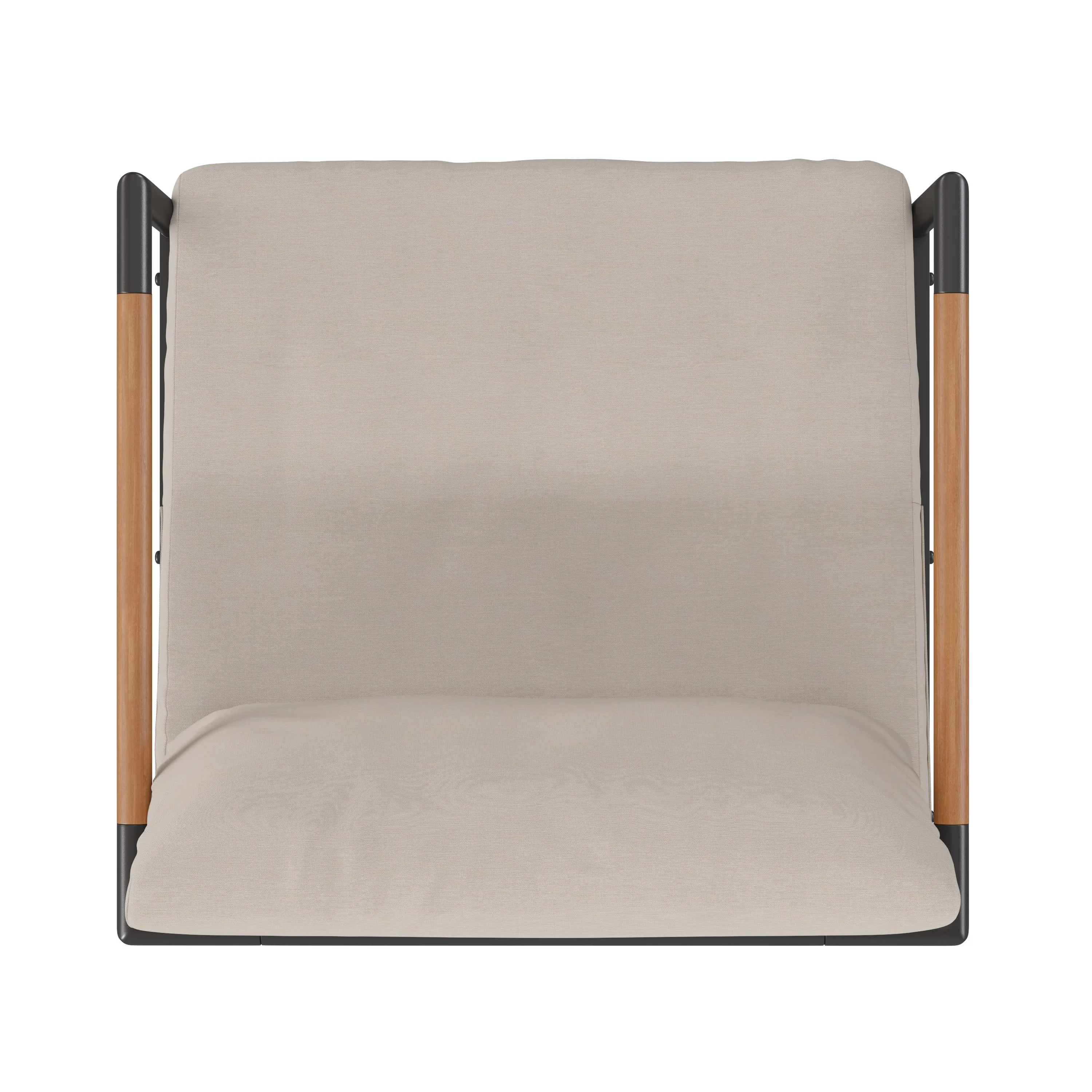 Lea Indoor/Outdoor Patio Chair with Cushions - Modern Aluminum Framed Chair with Teak Accented Arms