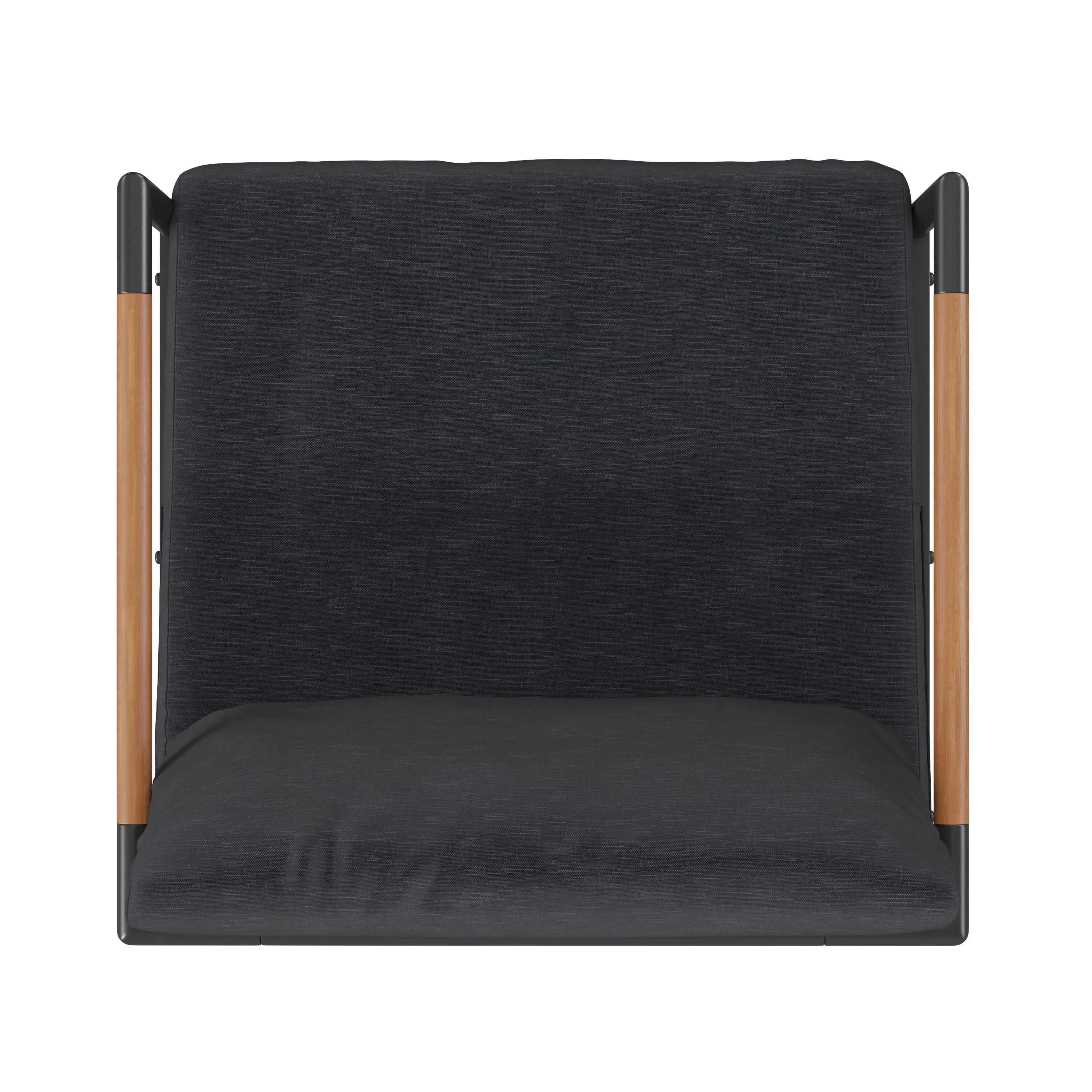 Lea Indoor/Outdoor Patio Chair with Cushions - Modern Aluminum Framed Chair with Teak Accented Arms