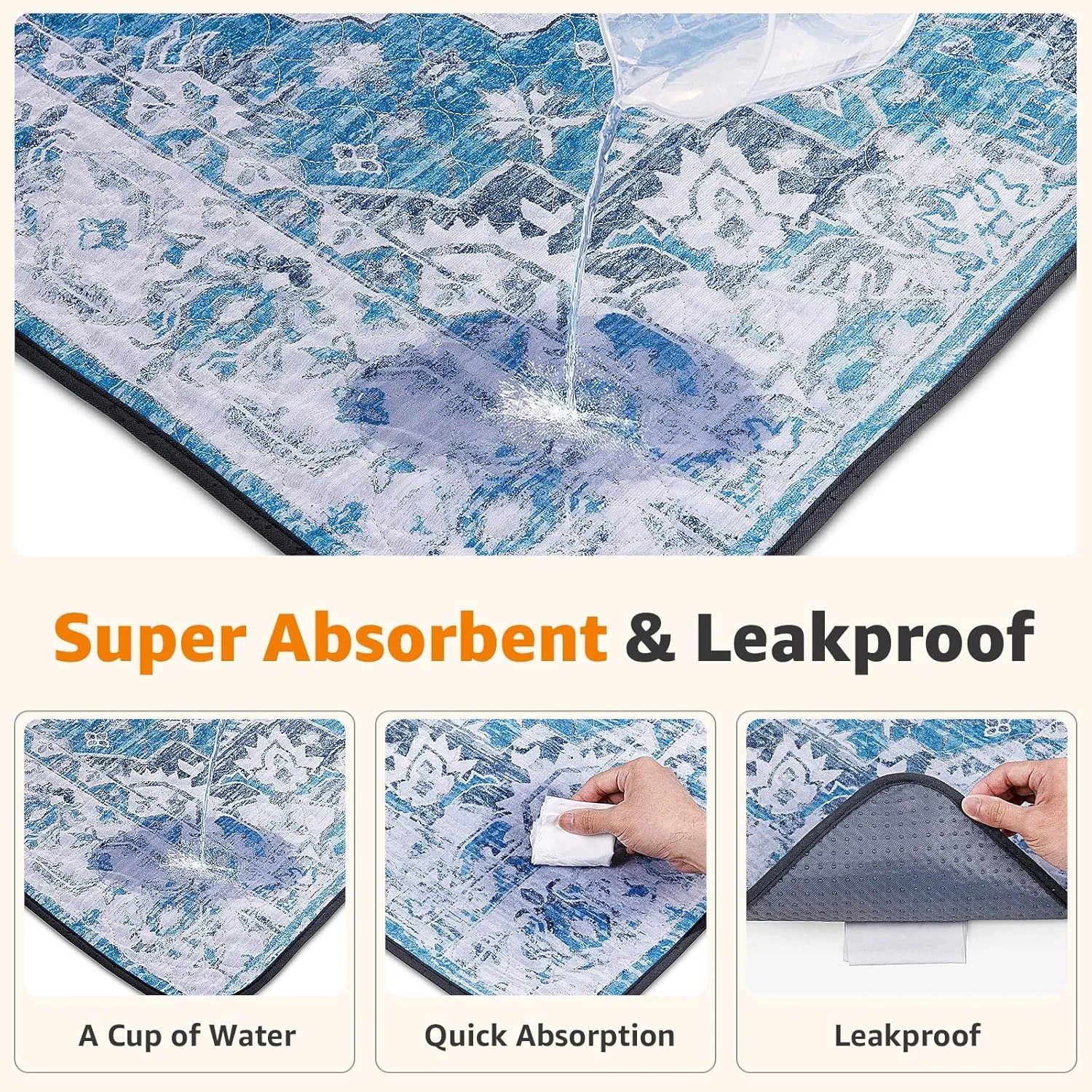 LOOBANI Washable Pee Pads for Dogs, 2 Pack Super Absorbent Reusable Puppy Pads Leakproof Dog Traning Pads, Waterproof Non-Slip Whelping Pad for Floor, Playpen, Crate, Couch-36 x36 (Blue)