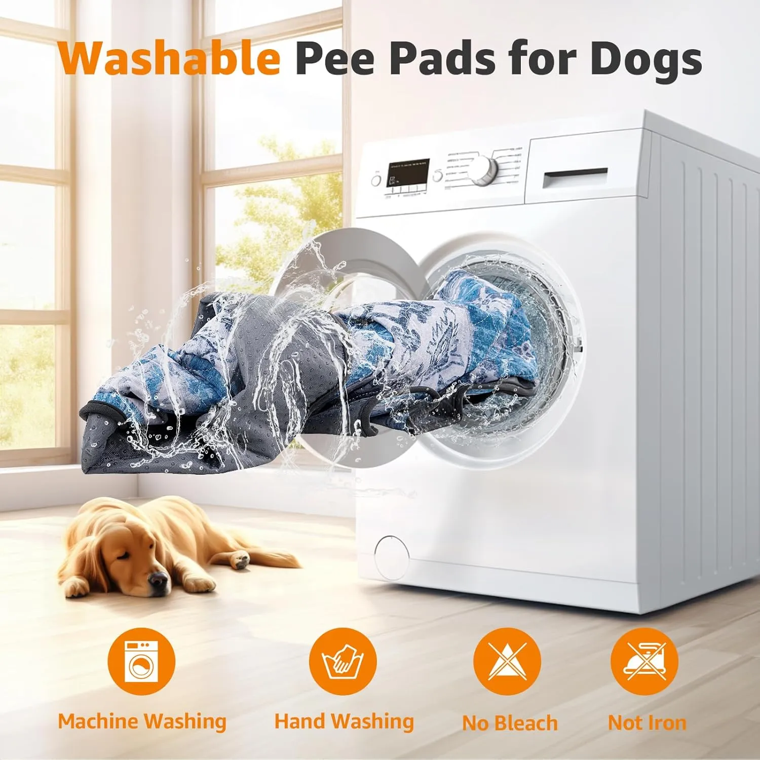LOOBANI Washable Pee Pads for Dogs, 2 Pack Super Absorbent Reusable Puppy Pads Leakproof Dog Traning Pads, Waterproof Non-Slip Whelping Pad for Floor, Playpen, Crate, Couch-36 x36 (Blue)