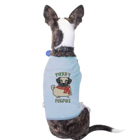 Merry Pugmas Pug Pets Sky Blue Shirt