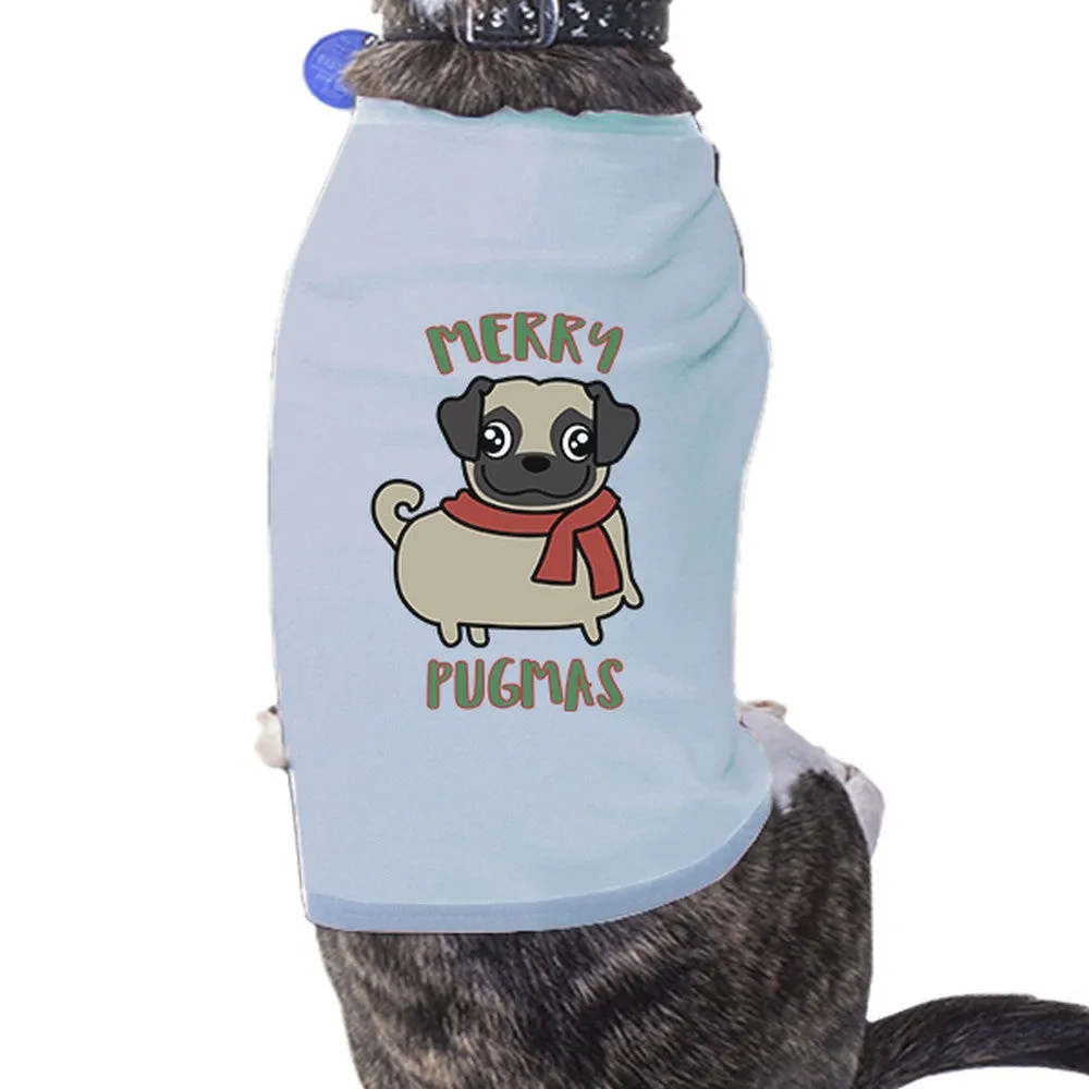 Merry Pugmas Pug Pets Sky Blue Shirt