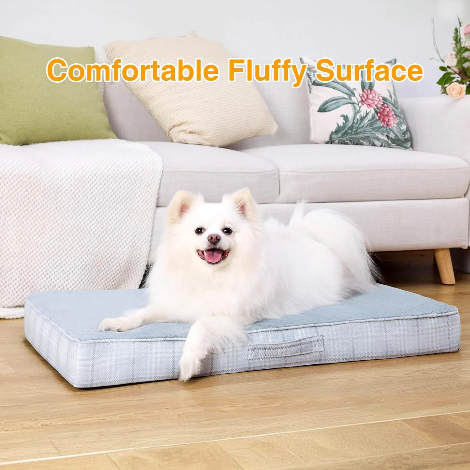 MIHIKK Dog Bed for Crates, Orthopedic Waterproof Bed for Small Size Dogs, Egg Crate Foam Strong Support for Puppy, Machine Washable Cover & Anti-Slip Bottom & Durable Zipper, 29 * 18 Inch (Gray)