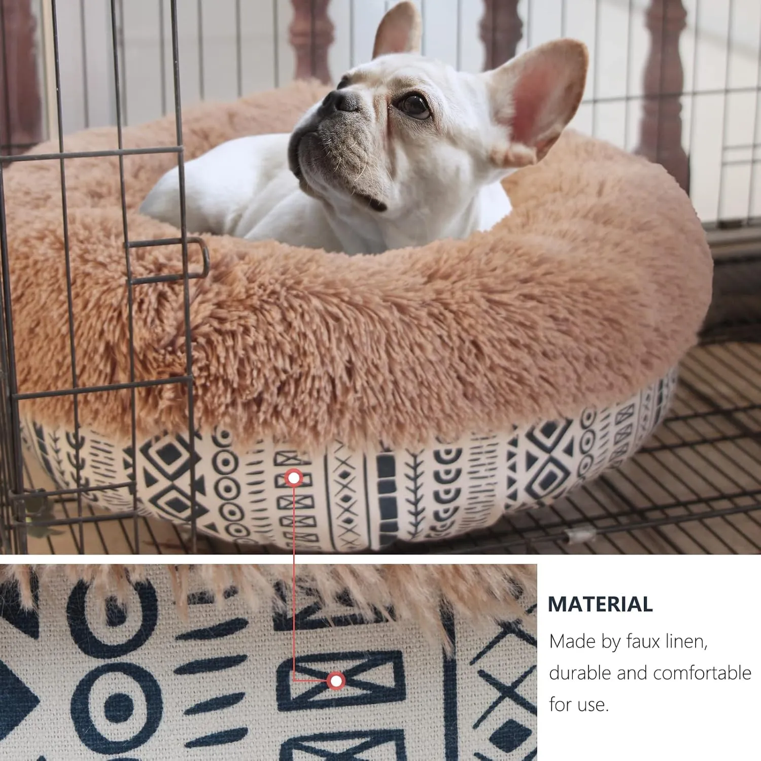 Modern Dog Beds for Small Dogs 19 inches Anxiety and Calming Theme Style Washable Fluffy and Plush Puppy Beds for Dogs Fits up to 15 lbs Pets Beds for Small Dog.