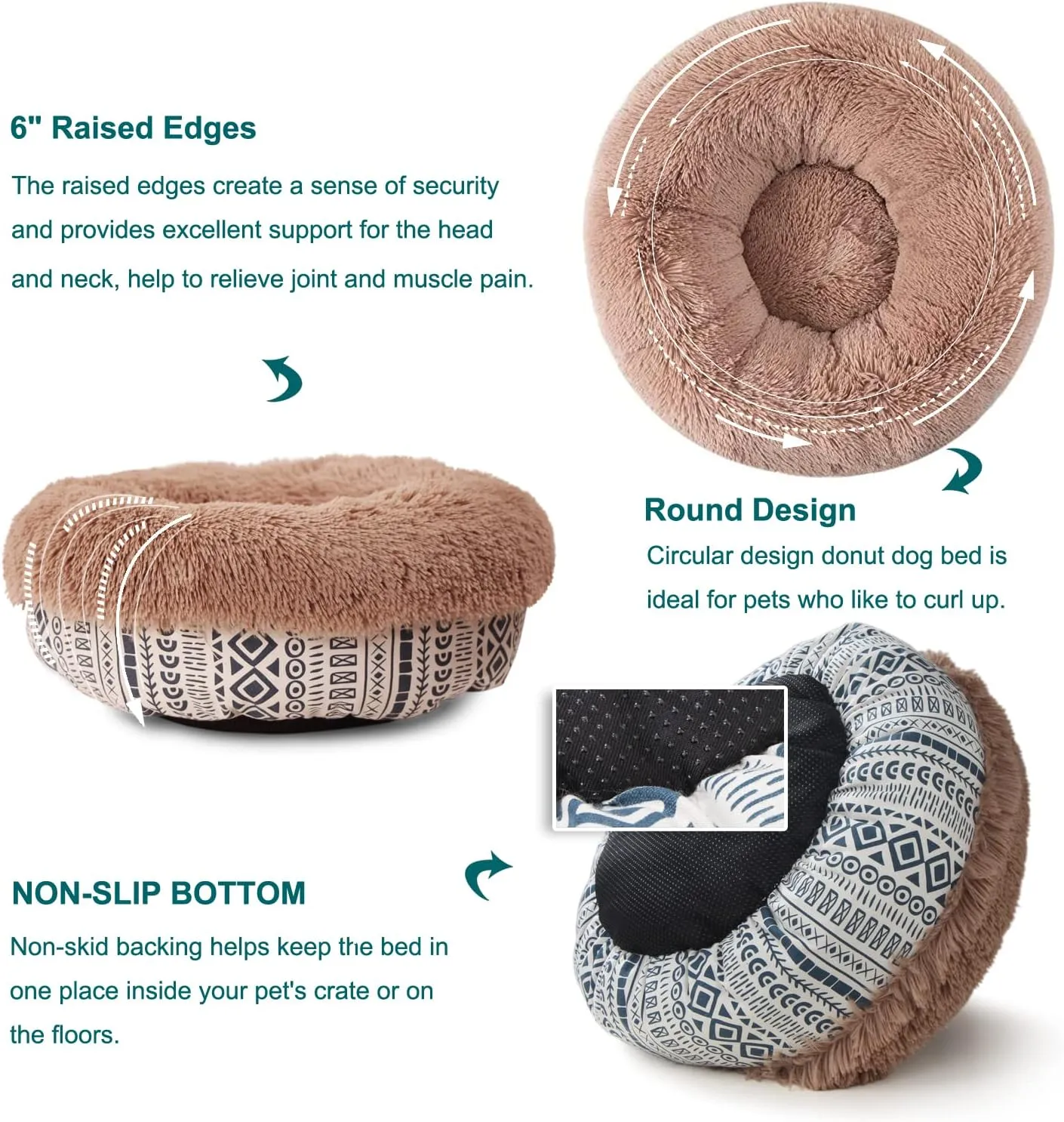 Modern Dog Beds for Small Dogs 19 inches Anxiety and Calming Theme Style Washable Fluffy and Plush Puppy Beds for Dogs Fits up to 15 lbs Pets Beds for Small Dog.