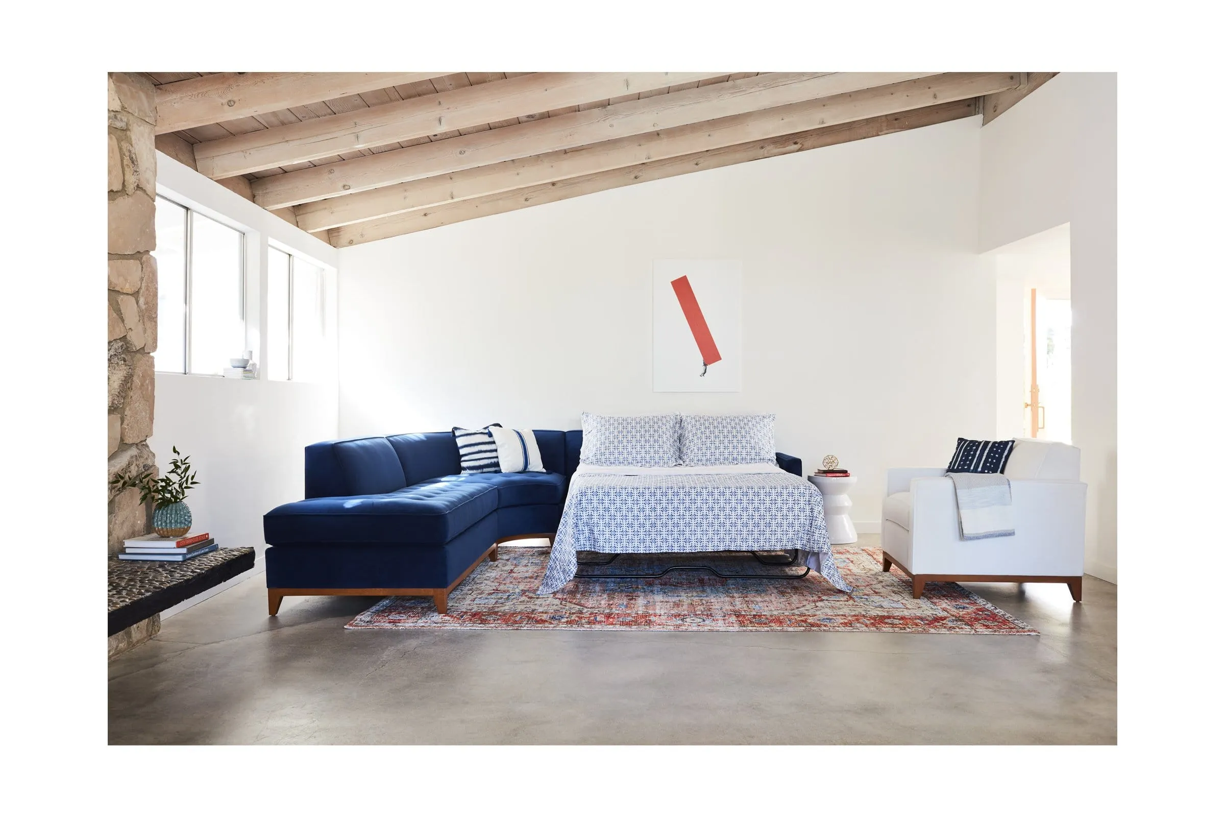 Monroe Drive 3pc Sleeper Sectional :: Leg Finish: Espresso / Configuration: LAF - Chaise on the Left / Sleeper Option: Memory Foam Mattress