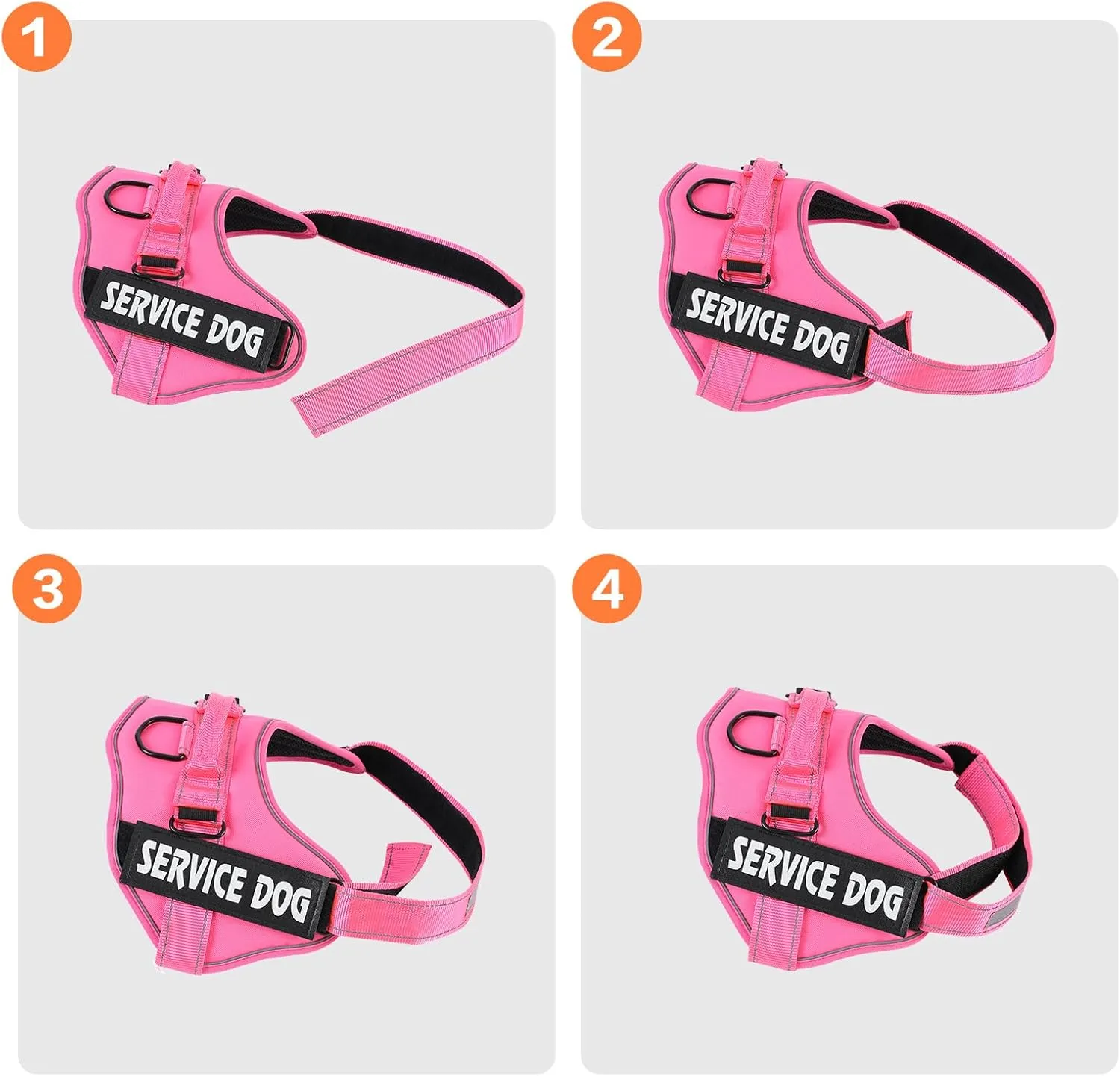 MUMUPET Service Dog Harness with 3M Reflective Safety, Easy Adjust & No-Pull Design - Breathable Nylon Handle for Small/Medium/Large Dogs