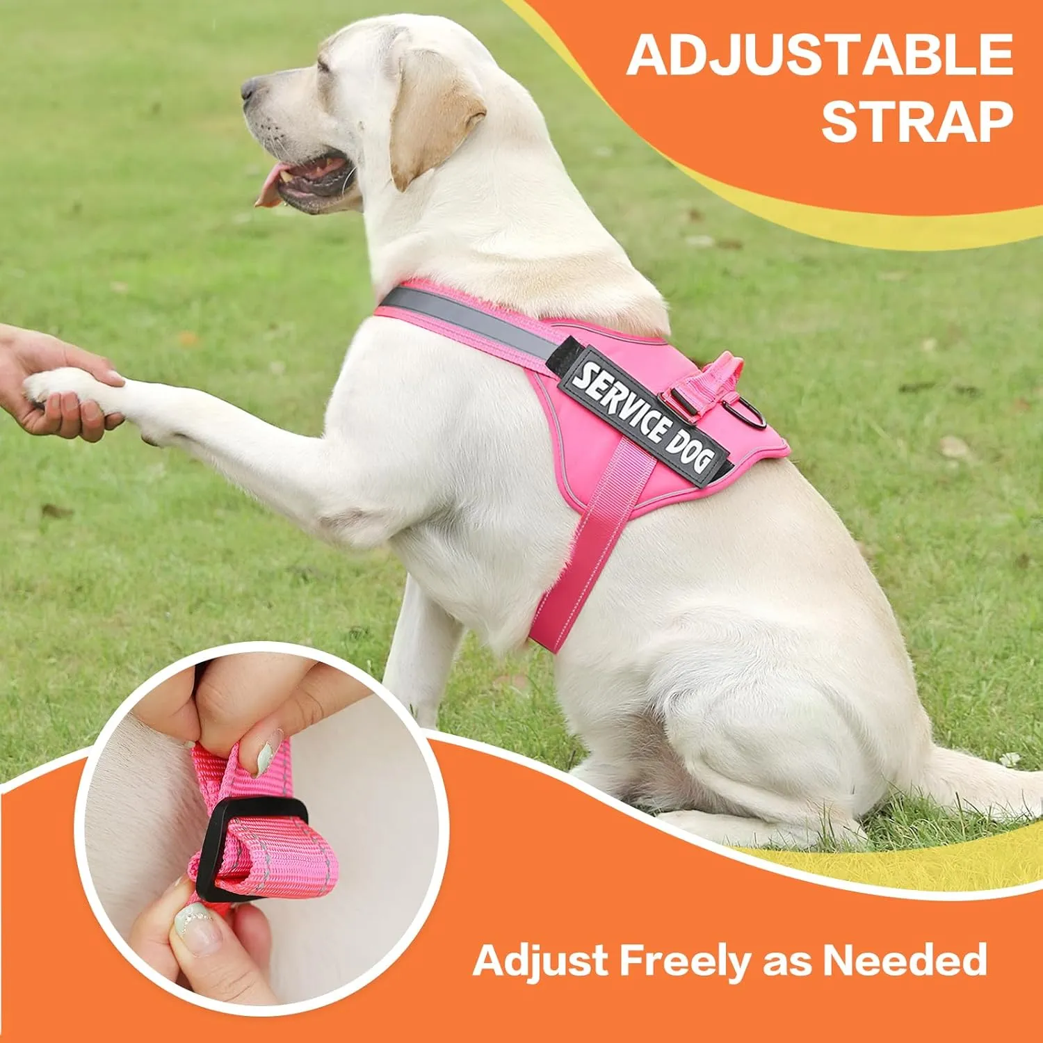 MUMUPET Service Dog Harness with 3M Reflective Safety, Easy Adjust & No-Pull Design - Breathable Nylon Handle for Small/Medium/Large Dogs
