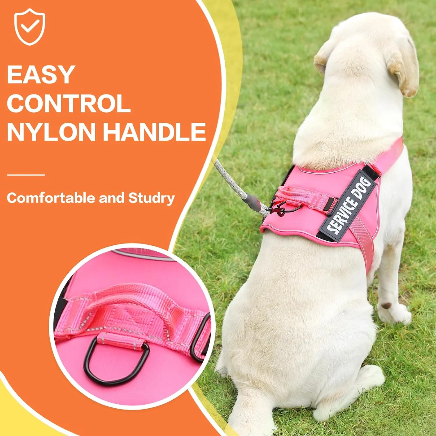 MUMUPET Service Dog Harness with 3M Reflective Safety, Easy Adjust & No-Pull Design - Breathable Nylon Handle for Small/Medium/Large Dogs