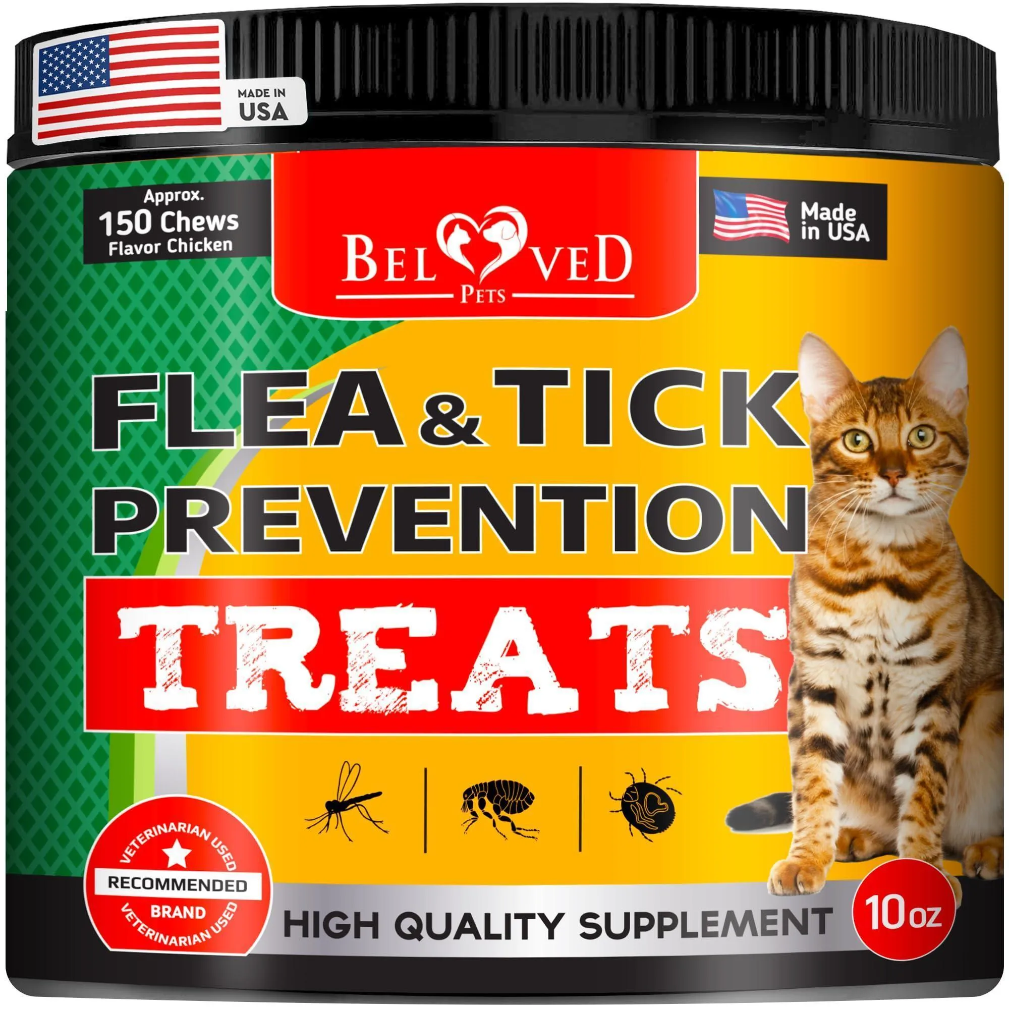 Natural Flea and Tick Prevention Chewable Tablets for Cats