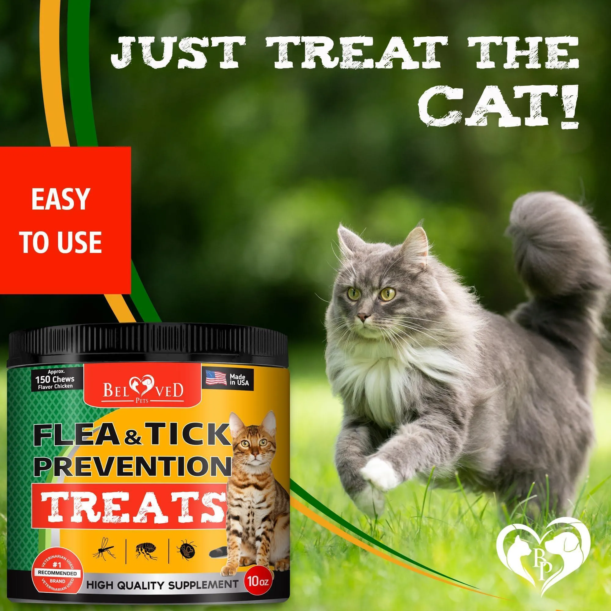 Natural Flea and Tick Prevention Chewable Tablets for Cats