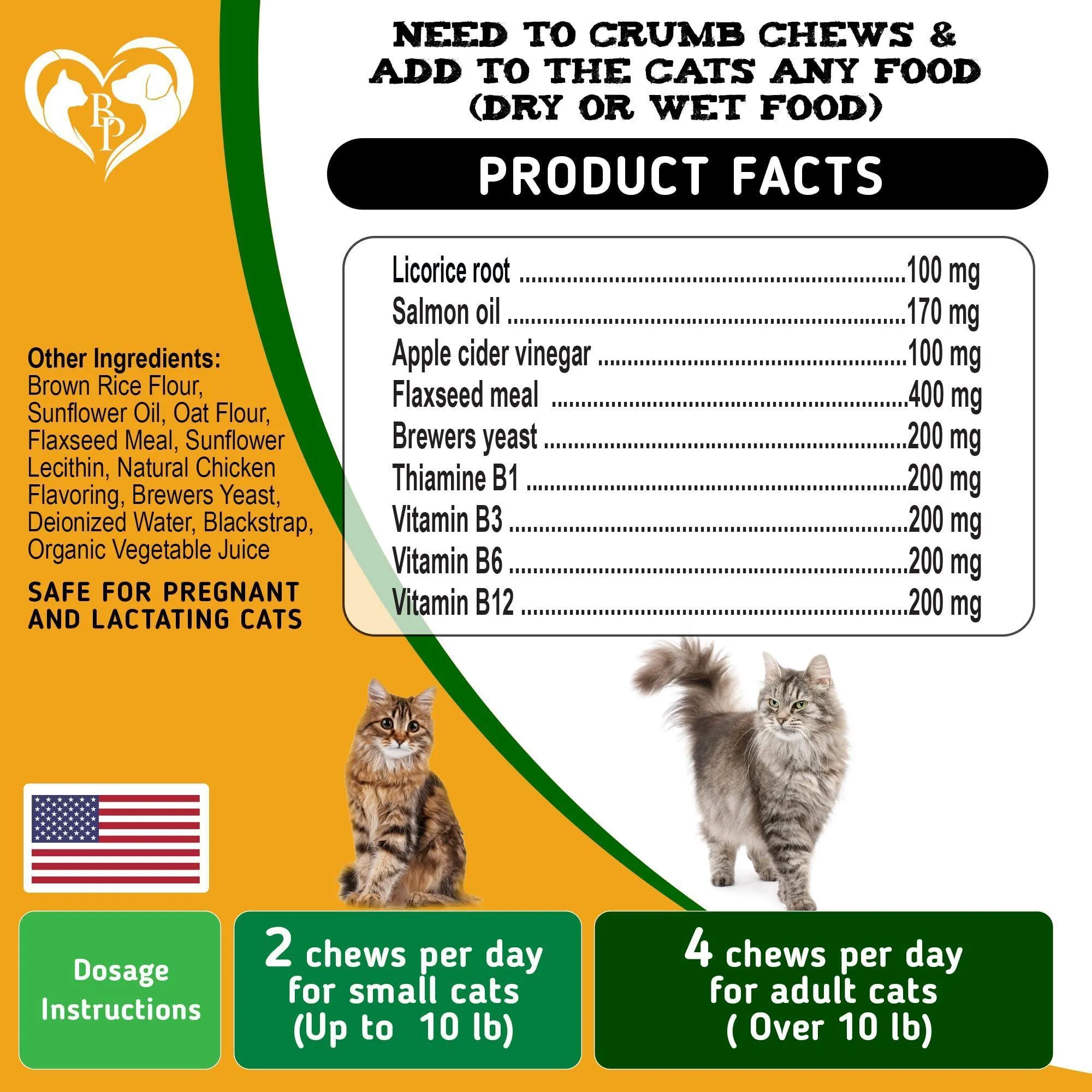 Natural Flea and Tick Prevention Chewable Tablets for Cats