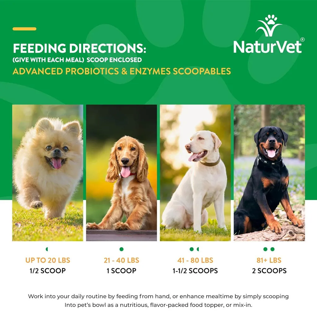 NaturVet Scoopables Advanced Probiotics & Enzymes Plus Vet Strength PB6 Probiotic for Dogs, 11-oz