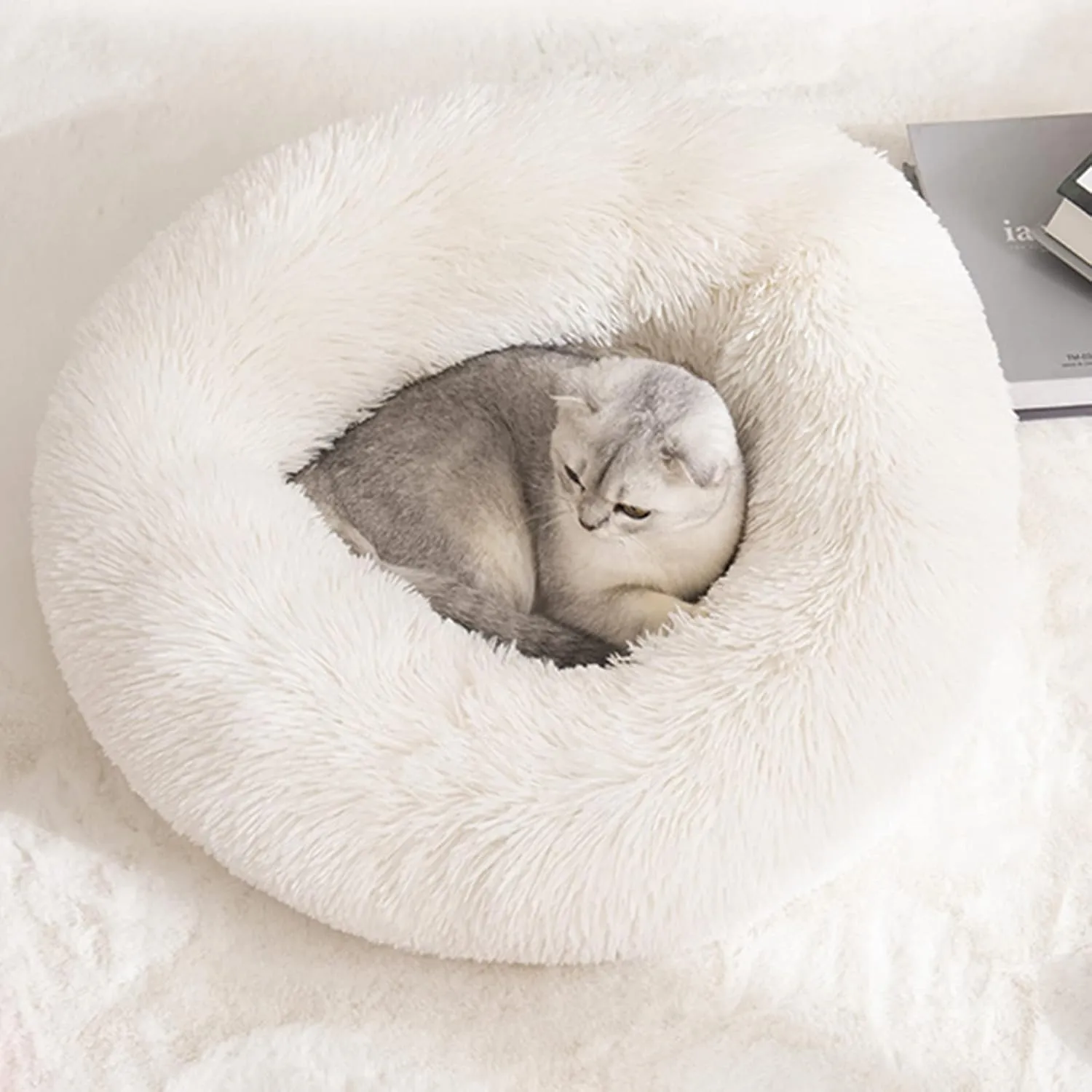 Nisrada Cat Beds for Indoor Cats,20 Inch Dog Bed for Small Melium Large Dogs, Washable-Round Pet Bed for Puppy and Kitten with Slip-Resistant Bottom