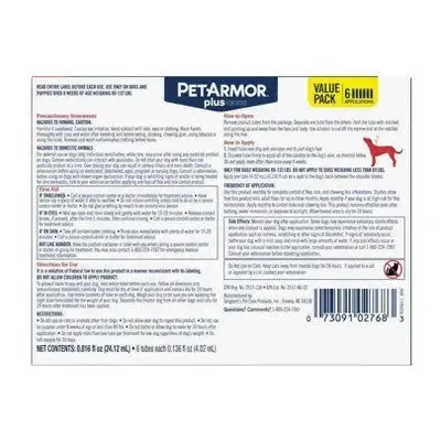 Open Box - PetArmor Plus Flea and Tick Topical Treatment for Dogs - 89-132lbs - 6 Month Supply