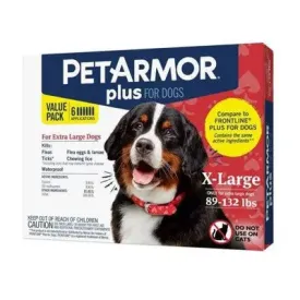 Open Box - PetArmor Plus Flea and Tick Topical Treatment for Dogs - 89-132lbs - 6 Month Supply