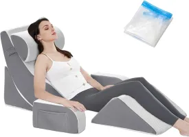 Orthopedic Bed Wedge Pillow Set 6PCS, Memory Foam Support Pillow Set for Back, Arms, Legs, Adjustable Post Surgery Wedge Pillow Set for Bed Sitting Up, Sleeping, Pain Relief, Acid Reflux
