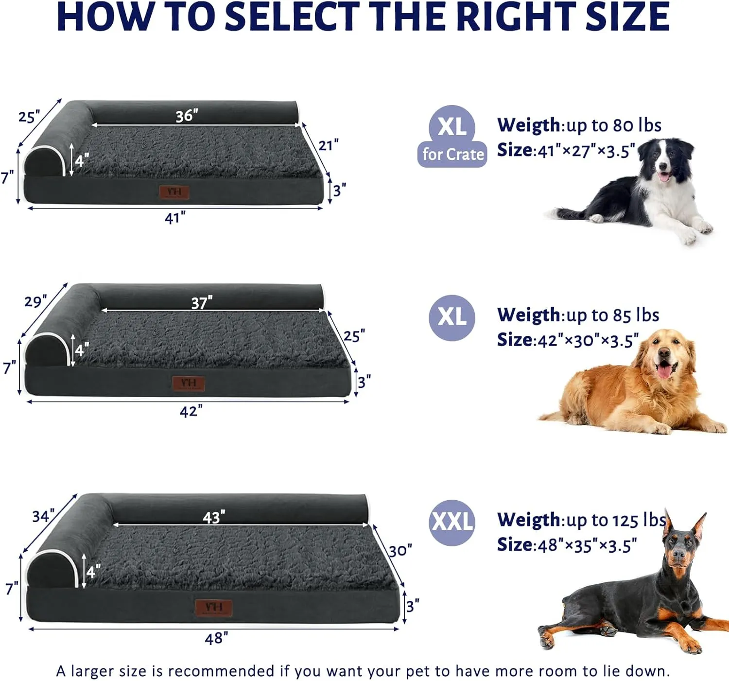 Orthopedic Dog Beds Extra Large Sized Dog, Pet Sofa Bed with Removable Washable Cover, Egg Foam Support, Bolster Cushion for Comfortable Sleep, Waterproof & Non-Slip Bottom Bed