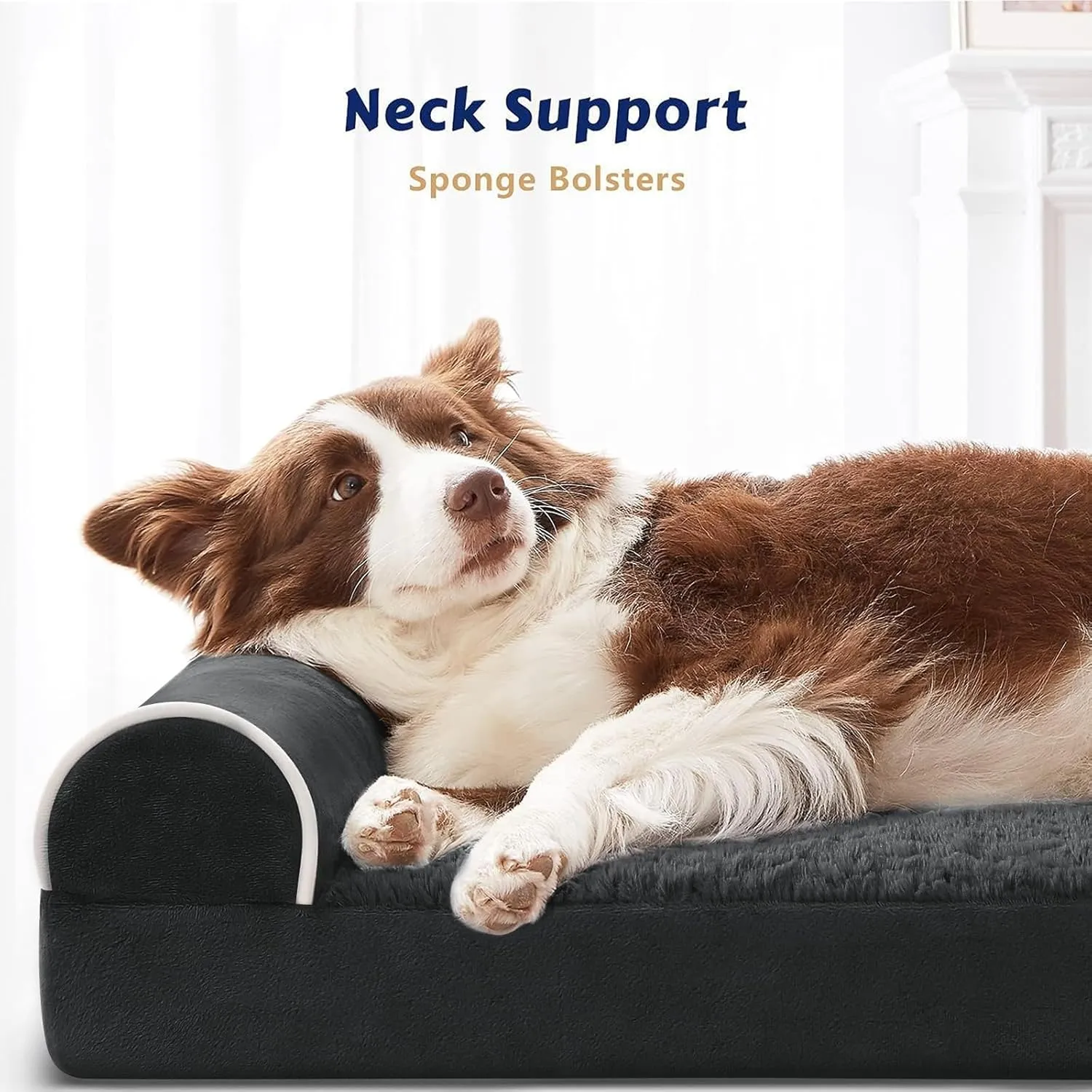 Orthopedic Dog Beds Extra Large Sized Dog, Pet Sofa Bed with Removable Washable Cover, Egg Foam Support, Bolster Cushion for Comfortable Sleep, Waterproof & Non-Slip Bottom Bed