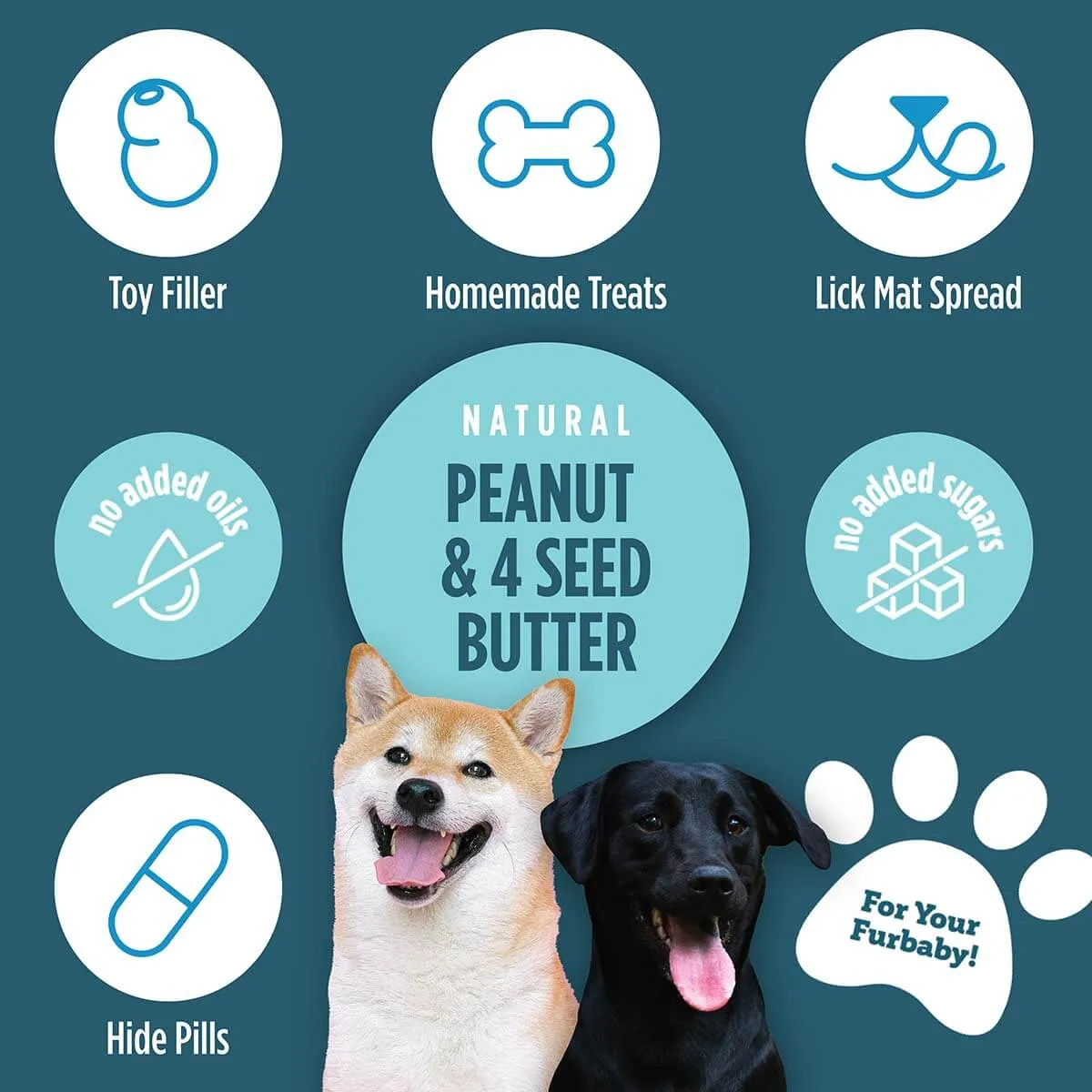 Peanut   4 Seed Butter plus Probiotics - For your Fur Baby (12oz)