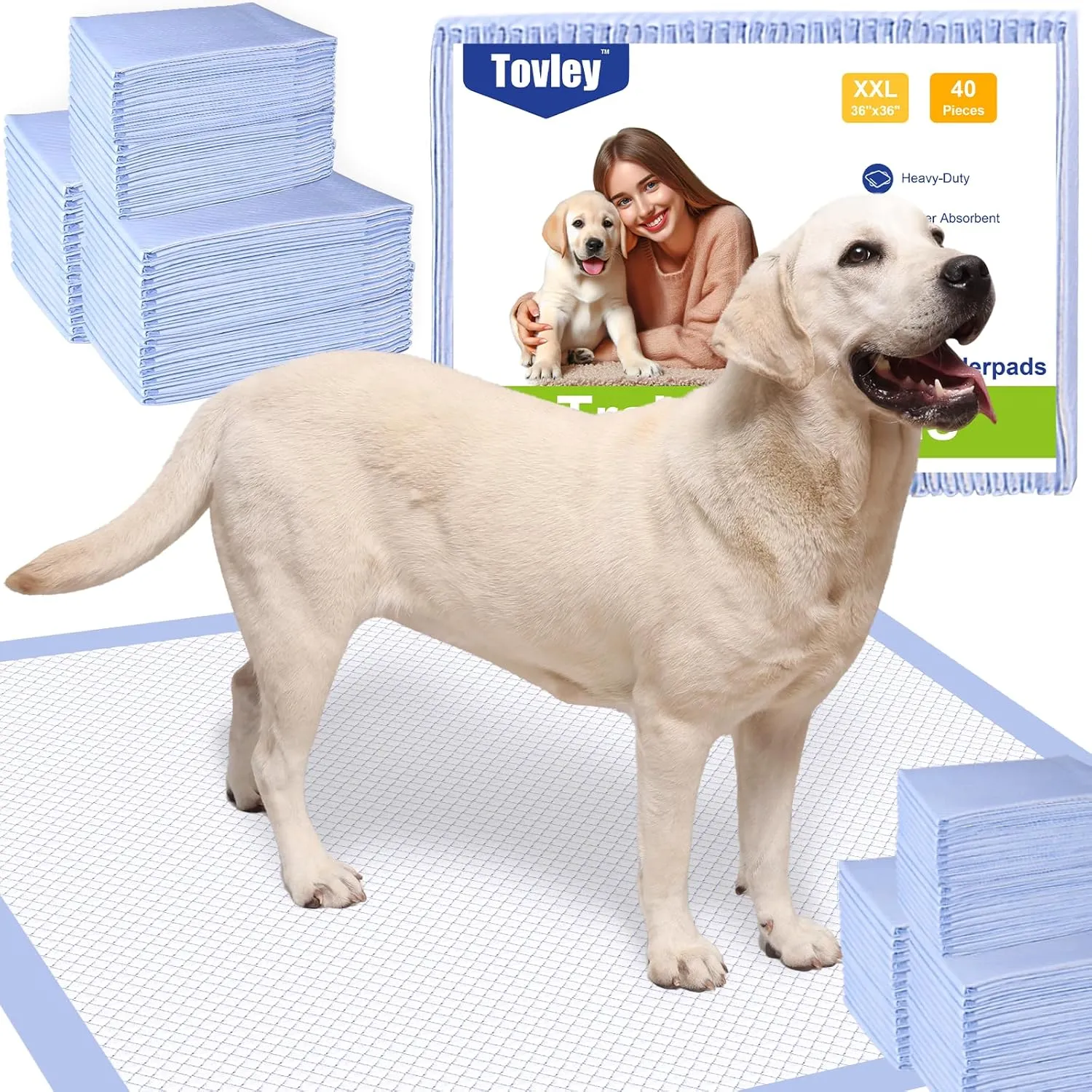 Pee Pads for Dogs Extra Large 36x36, 40 Count, Thick 6-Layer Super Absorbent XXL Puppy Pads, Leak-Proof Design Dog Pee Pads, Jumbo Disposable Training Pads for Dogs & Dog Pads