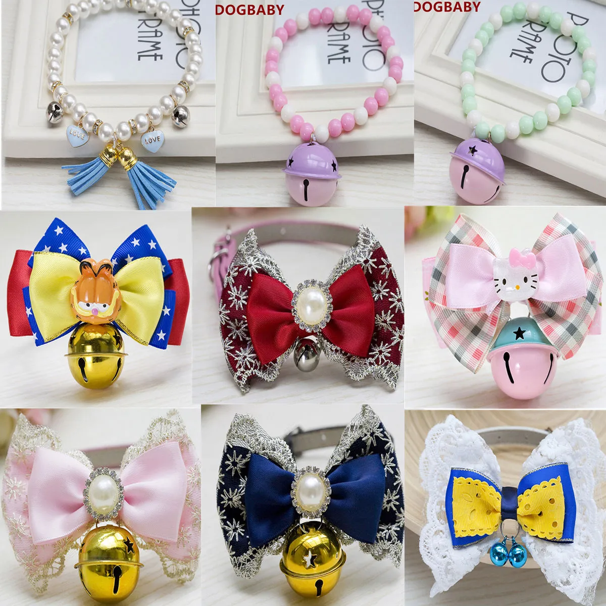 Pet collar bells bow tie cute pet supplies
