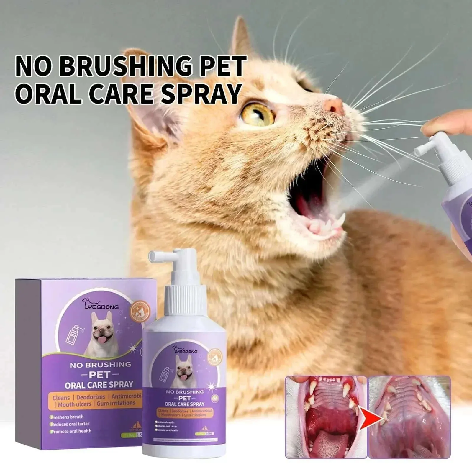 Pet Dental Spray: Fresh Breath and Sparkling Teeth for Dogs and Cats!