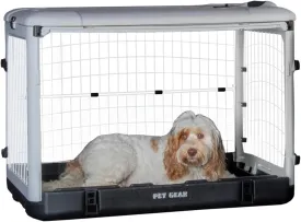 Pet Gear The Other Door 4 Door Steel Crate for Dogs/Cats with Removable Tray, Essential Grey, 36 Inch