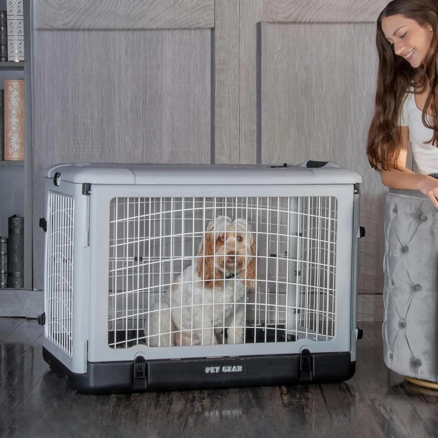 Pet Gear The Other Door 4 Door Steel Crate for Dogs/Cats with Removable Tray, Essential Grey, 36 Inch
