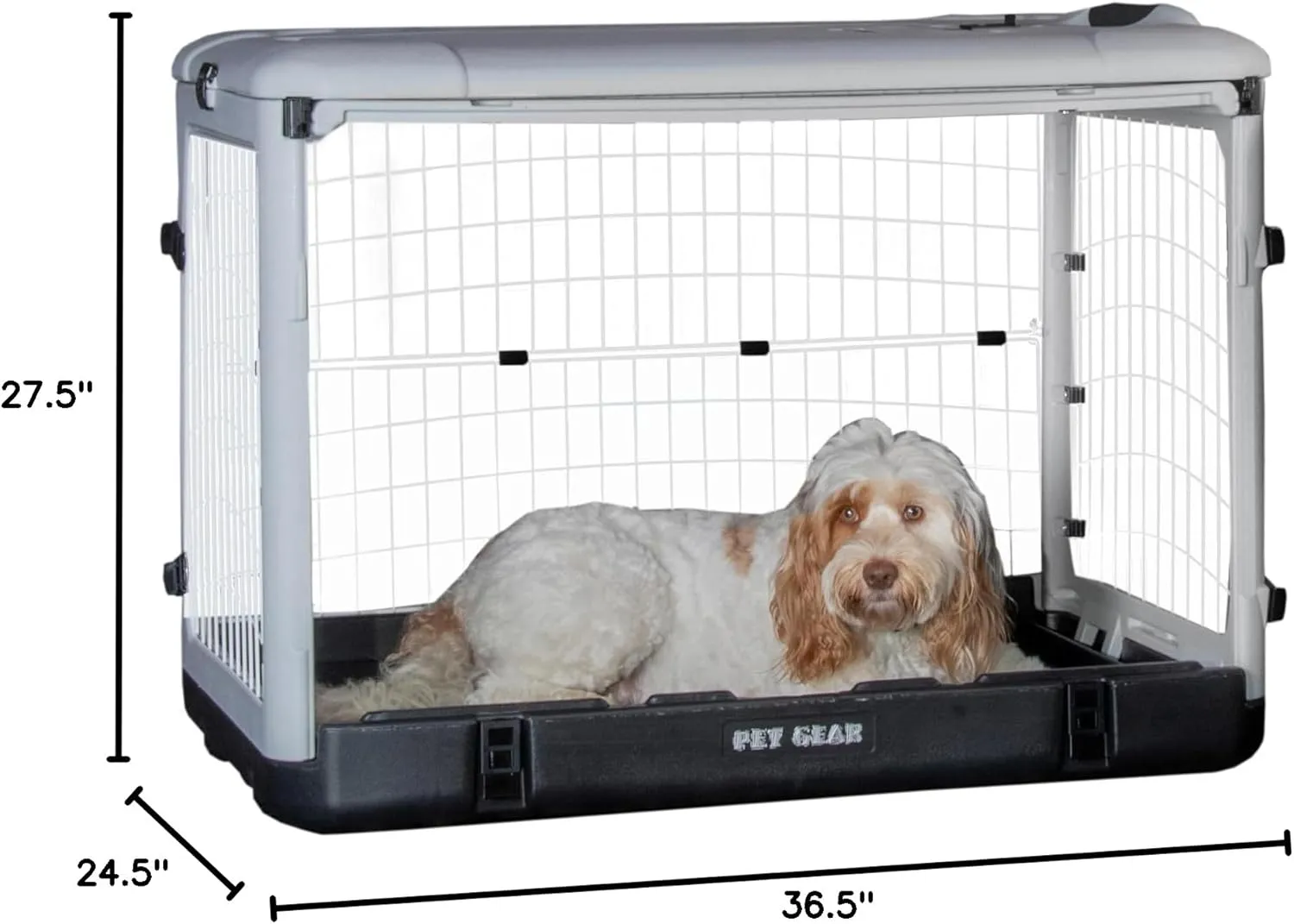 Pet Gear The Other Door 4 Door Steel Crate for Dogs/Cats with Removable Tray, Essential Grey, 36 Inch