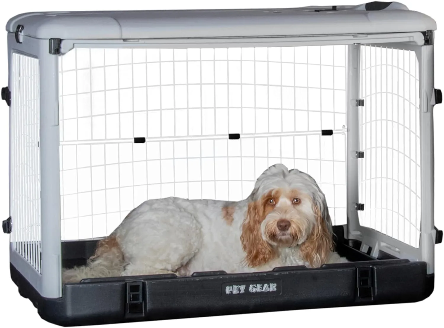 Pet Gear The Other Door 4 Door Steel Crate for Dogs/Cats with Removable Tray, Essential Grey, 36 Inch