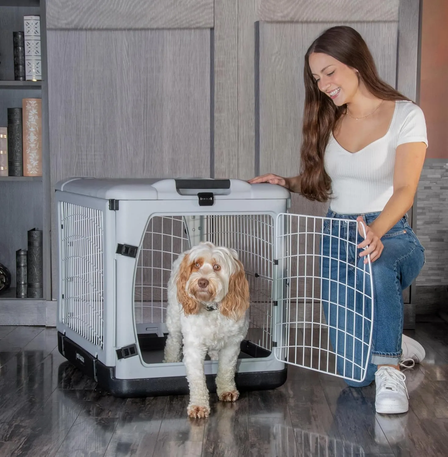 Pet Gear The Other Door 4 Door Steel Crate for Dogs/Cats with Removable Tray, Essential Grey, 36 Inch