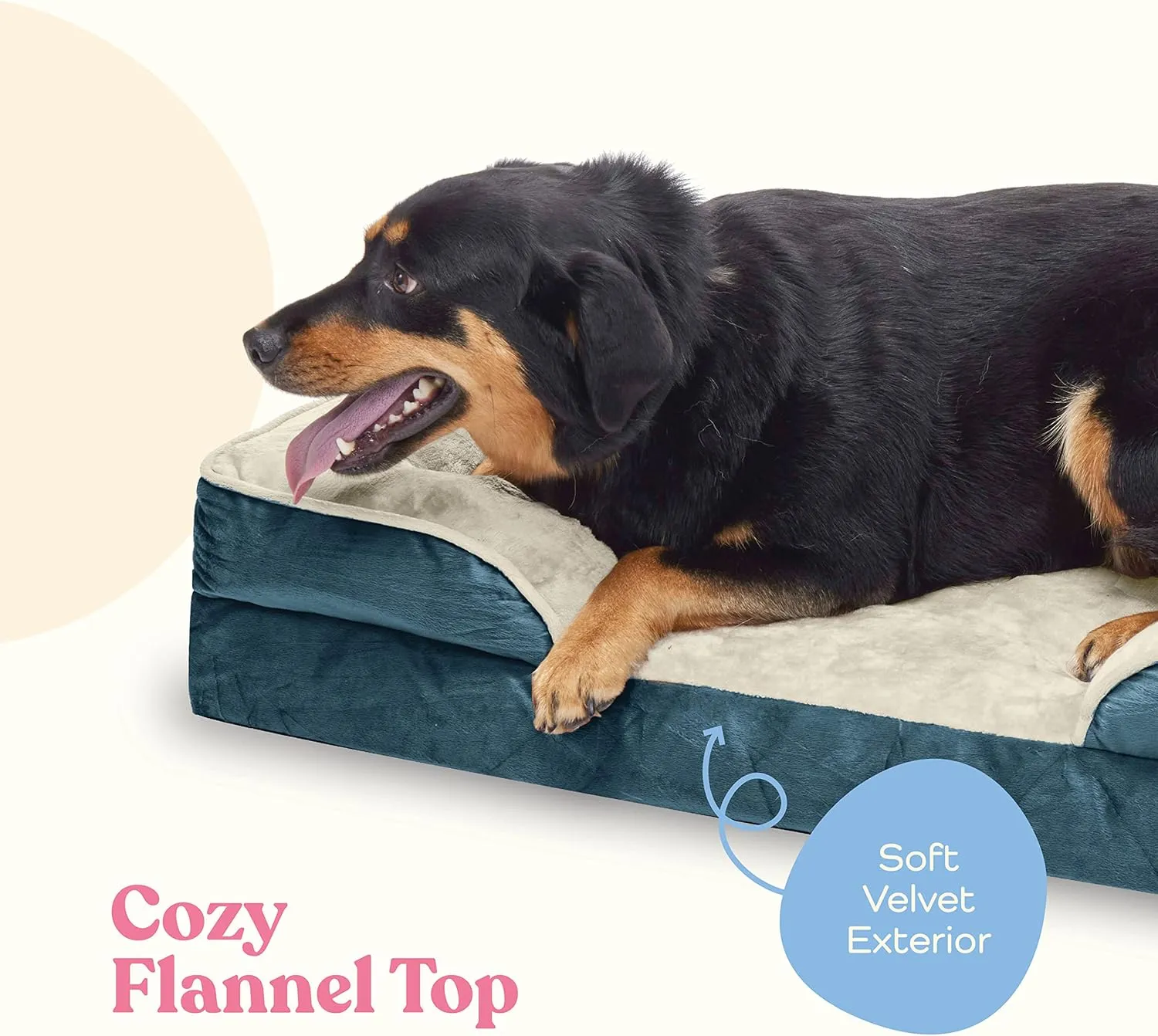 Pitpet Orthopedic Sofa Dog Bed - Ultra Comfortable for Medium Dogs Breathable & Waterproof Pet Bed- Egg Foam with Extra Head and Neck Support Removable Washable Cover Nonslip Bottom Navy Blue & White