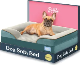 Pitpet Orthopedic Sofa Dog Bed - Ultra Comfortable for Medium Dogs Breathable & Waterproof Pet Bed- Egg Foam with Extra Head and Neck Support Removable Washable Cover Nonslip Bottom Navy Blue & White