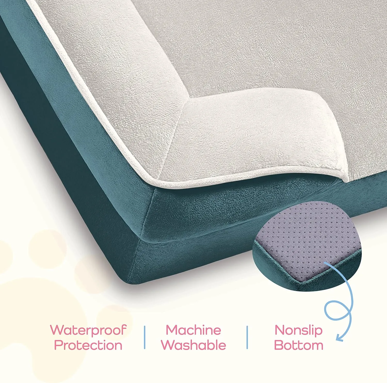 Pitpet Orthopedic Sofa Dog Bed - Ultra Comfortable for Medium Dogs Breathable & Waterproof Pet Bed- Egg Foam with Extra Head and Neck Support Removable Washable Cover Nonslip Bottom Navy Blue & White