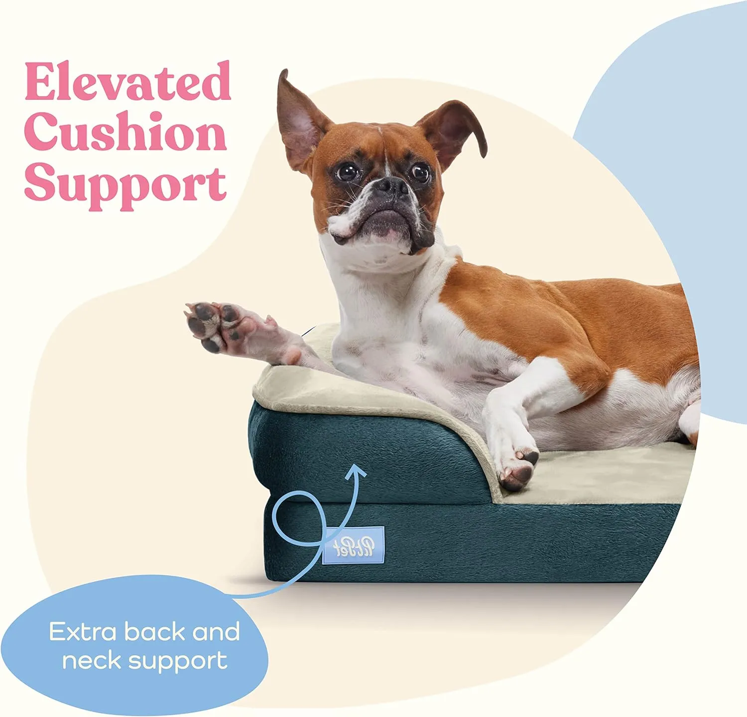 Pitpet Orthopedic Sofa Dog Bed - Ultra Comfortable for Medium Dogs Breathable & Waterproof Pet Bed- Egg Foam with Extra Head and Neck Support Removable Washable Cover Nonslip Bottom Navy Blue & White
