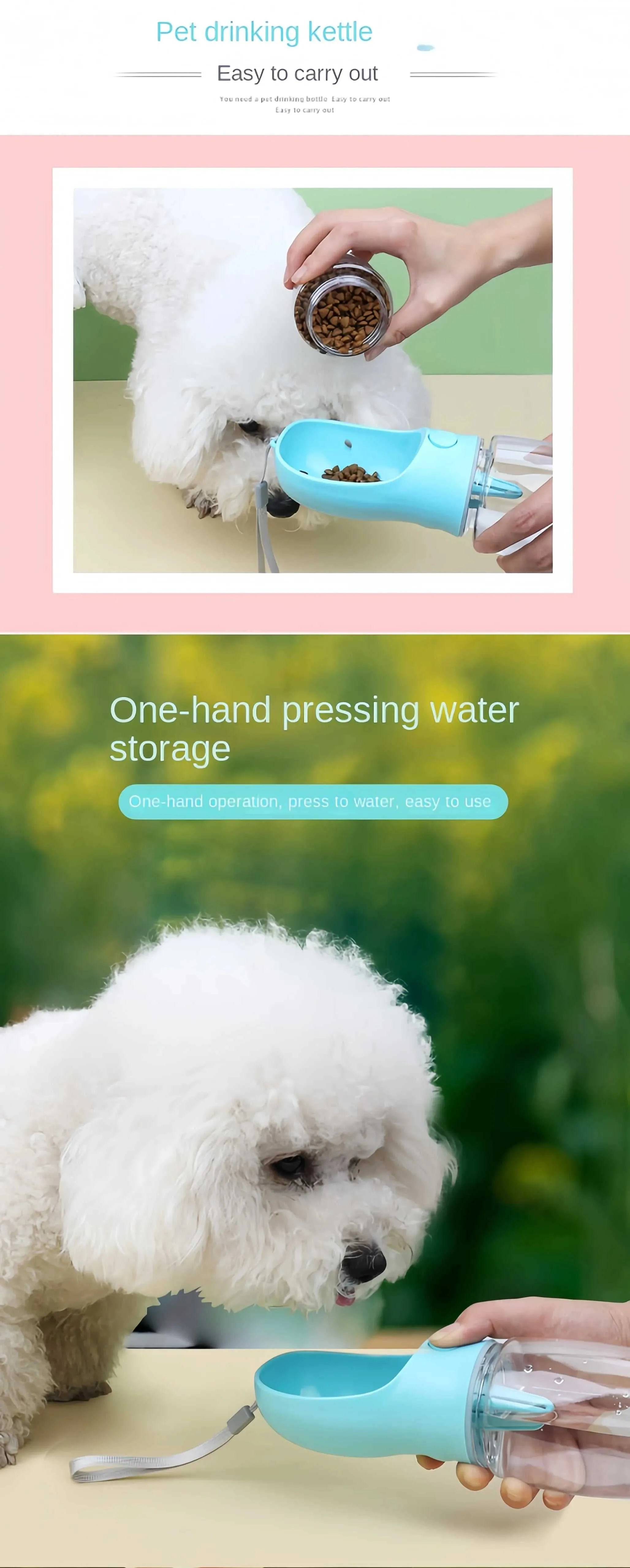 Portable Dog Cat Water Bottle with Storage Food and Water Container