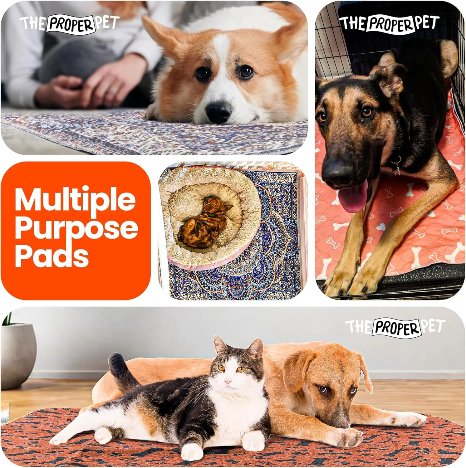 Reusable Puppy Potty Training Mats 28x32 - 2 Pack Washable Pee Pads for Dogs - Super Absorbent Cloth Whelping Blankets - Waterproof, Urine Leak-Proof & Non-Slip for Playpen Crate Carpet