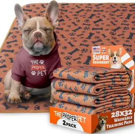 Reusable Puppy Potty Training Mats 28x32 - 2 Pack Washable Pee Pads for Dogs - Super Absorbent Cloth Whelping Blankets - Waterproof, Urine Leak-Proof & Non-Slip for Playpen Crate Carpet