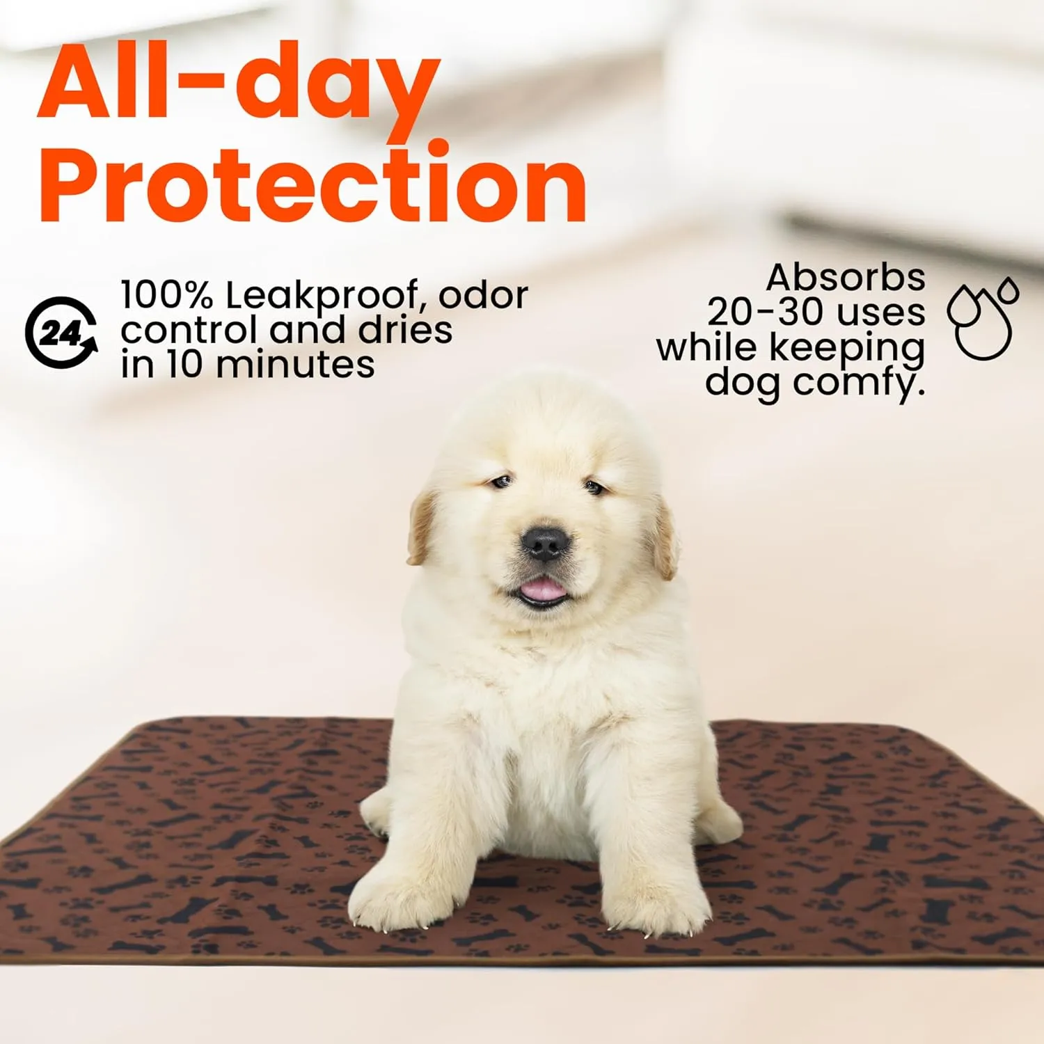 Reusable Puppy Potty Training Mats 28x32 - 2 Pack Washable Pee Pads for Dogs - Super Absorbent Cloth Whelping Blankets - Waterproof, Urine Leak-Proof & Non-Slip for Playpen Crate Carpet