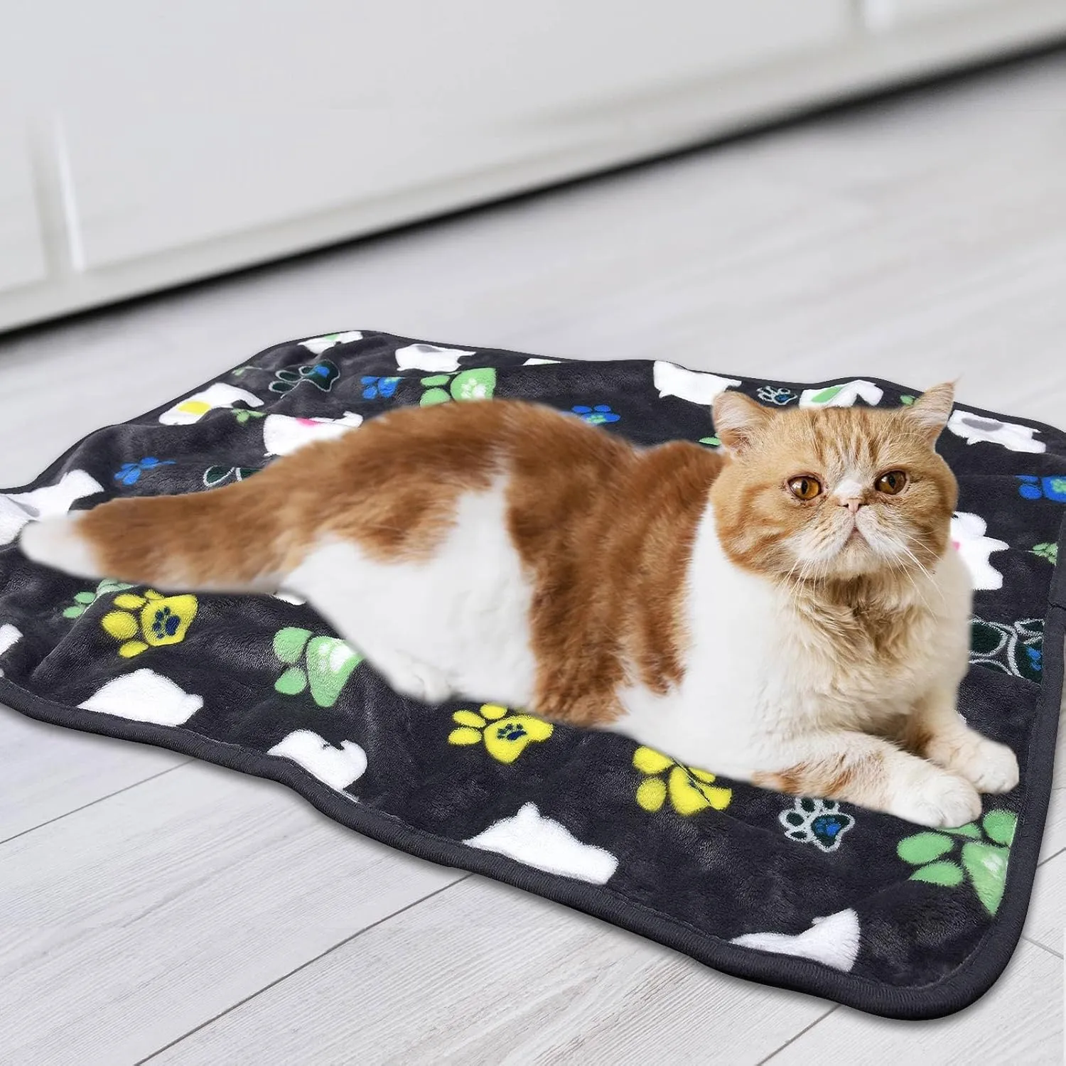 Rezutan Dog Blankets for Large Dogs,1 Pack 3 Dog Throw Blanket with Flannel Grey Cute Elephant Pattern and paw Prints,41x31 inches, Cat Blanket Puppy Pads Supplies Dog Products Stuff Essentials.