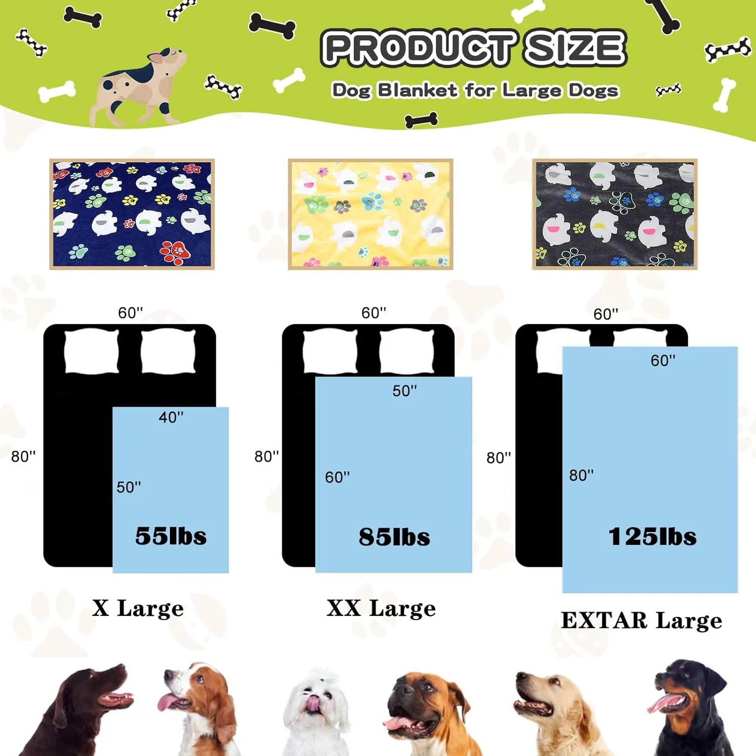 Rezutan Dog Blankets for Large Dogs,with Flannel Gray Elephant Pattern and paw Prints, 60x50 inches, Cat Blanket Puppy Supplies Dog, Soft Pet Mat Throw Cover for Kennel Crate Bed.