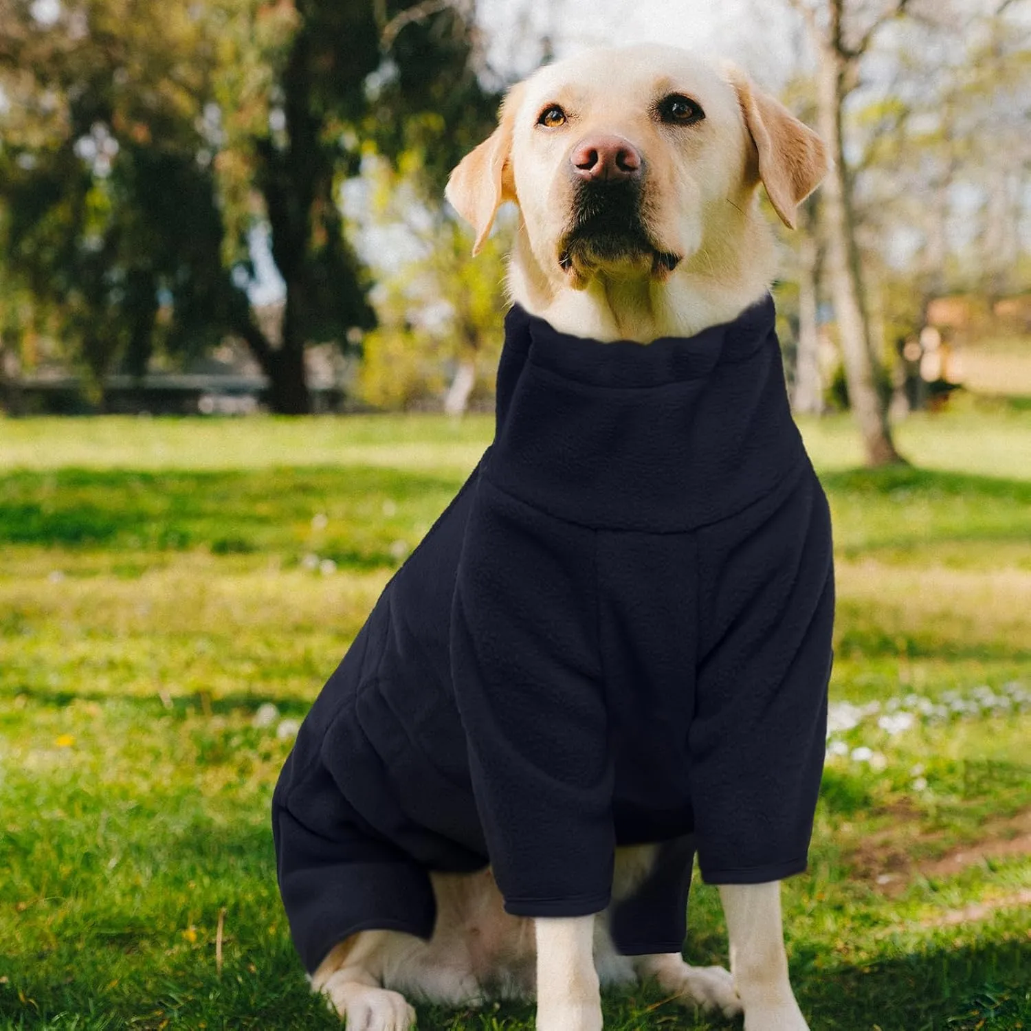 ROZKITCH Dog Winter Coat Soft Fleece Pullover Pajamas, Pet Windproof Warm Cold Weather Jacket Vest Cozy Jumpsuit Apparel Outfit Clothes for Small Medium Large Dog Walking Hiking Sleep Blue 3XL
