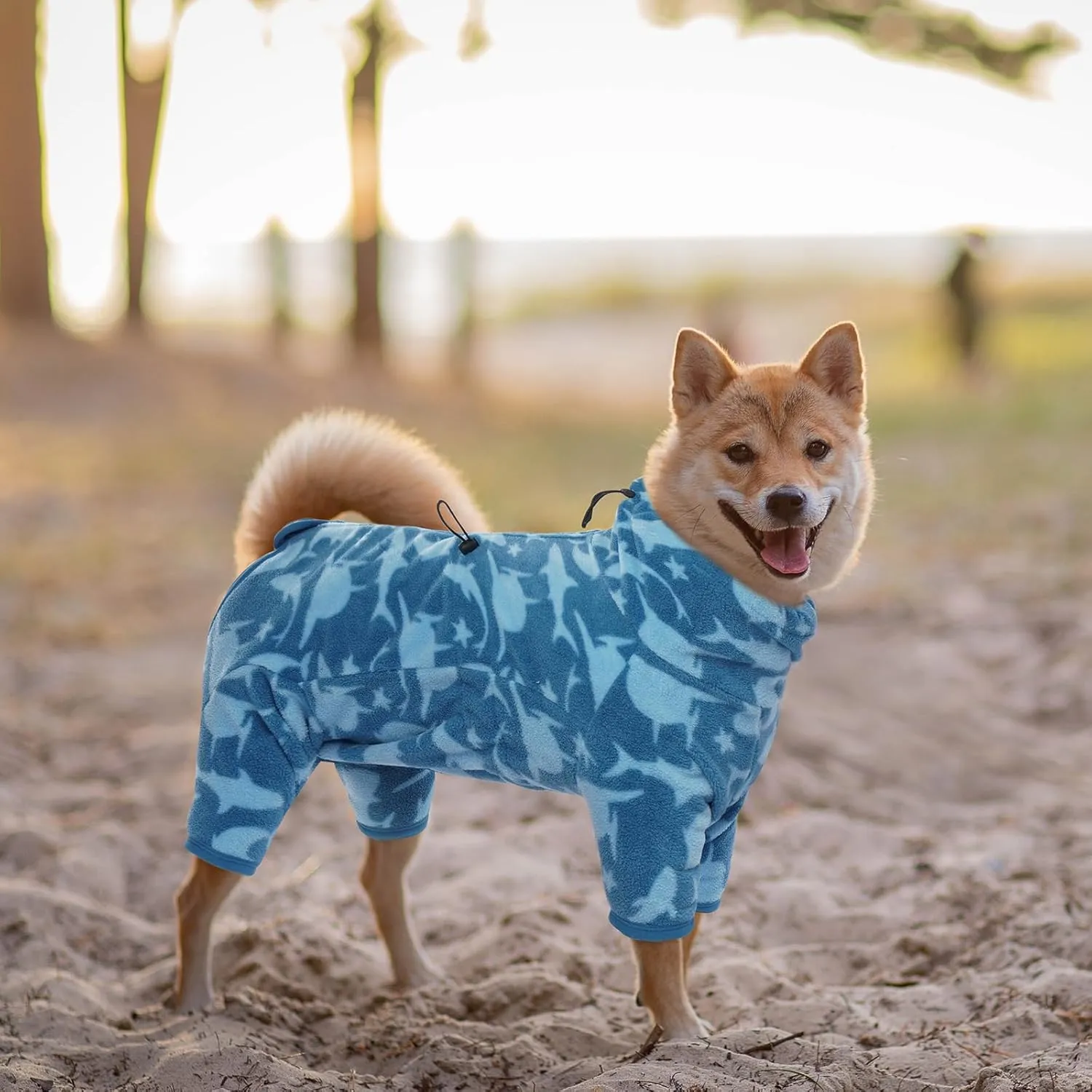 ROZKITCH Dog Winter Coat Soft Fleece Pullover Pajamas, Pet Windproof Warm Cold Weather Jacket Vest with Luminous Zipper, Jumpsuit Apparel Outfit Clothes for Small Medium Large Dog Shark 3XL